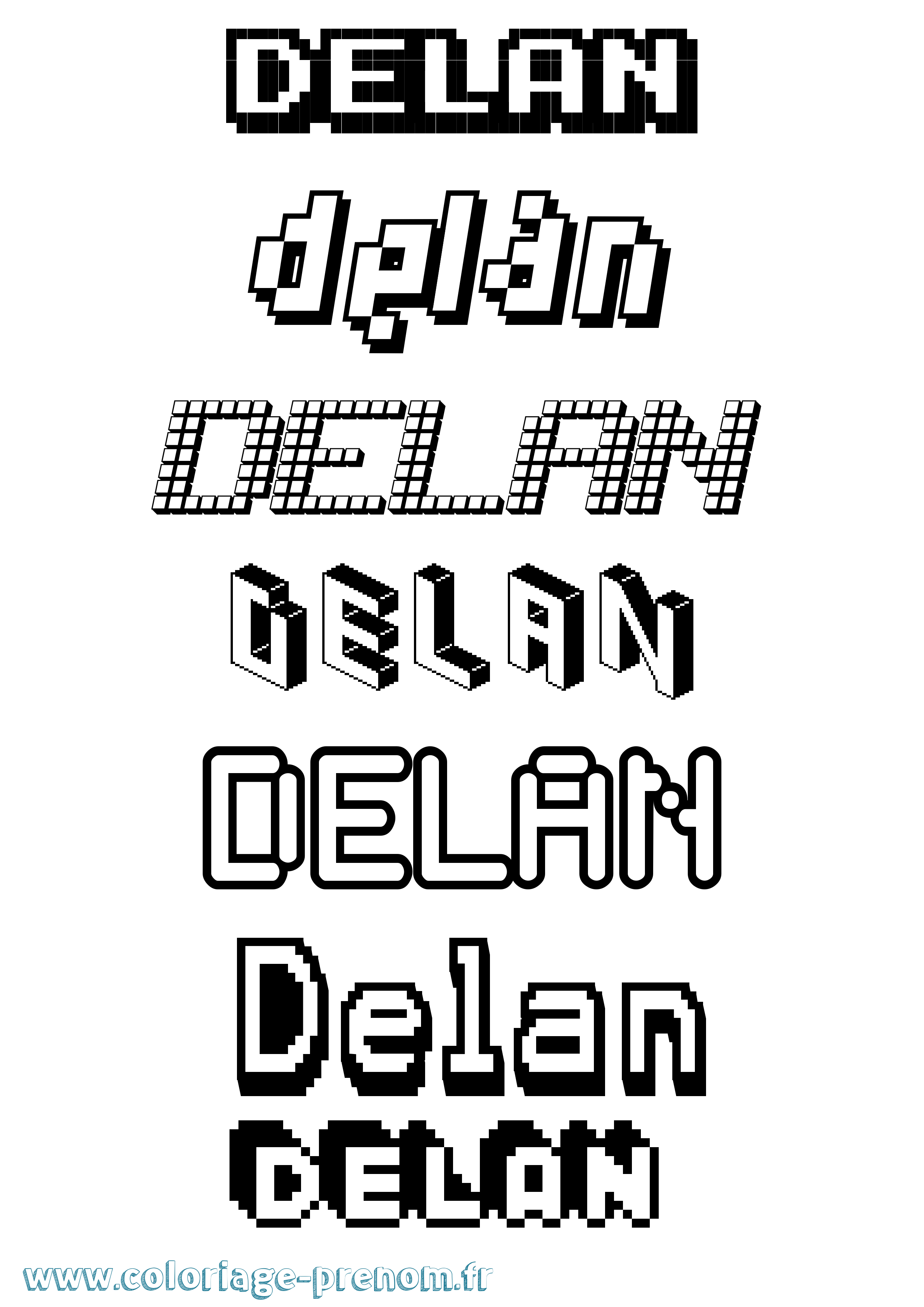 Coloriage prénom Delan Pixel