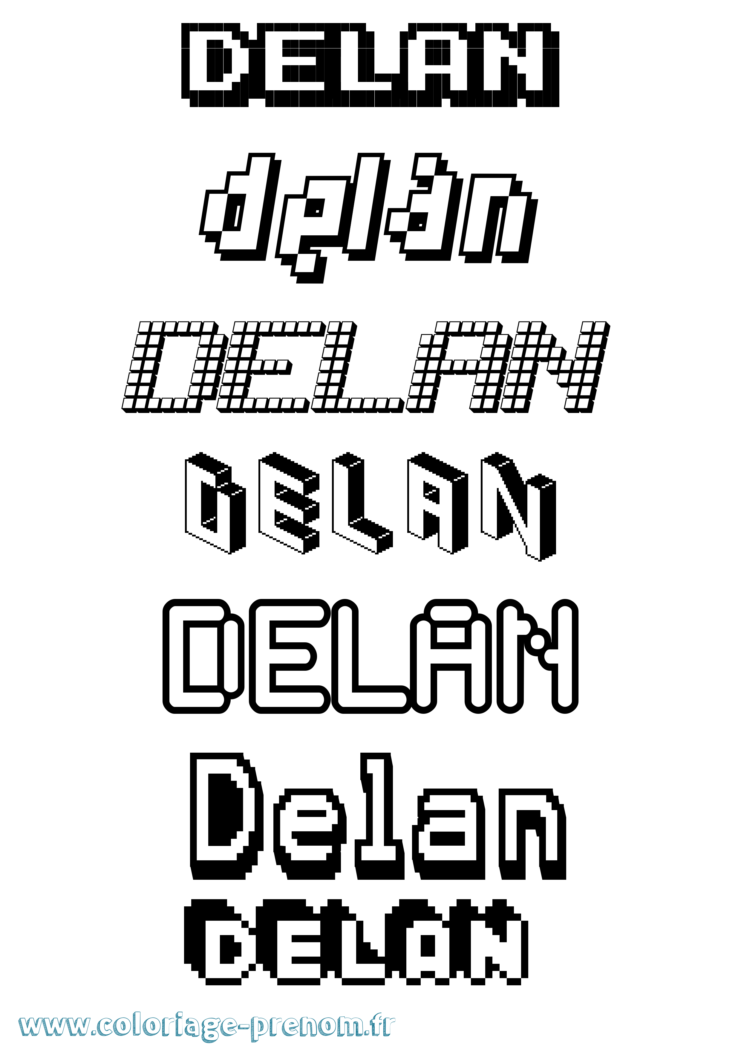 Coloriage Delan Pixel Coloriage prénom Delan Pixel