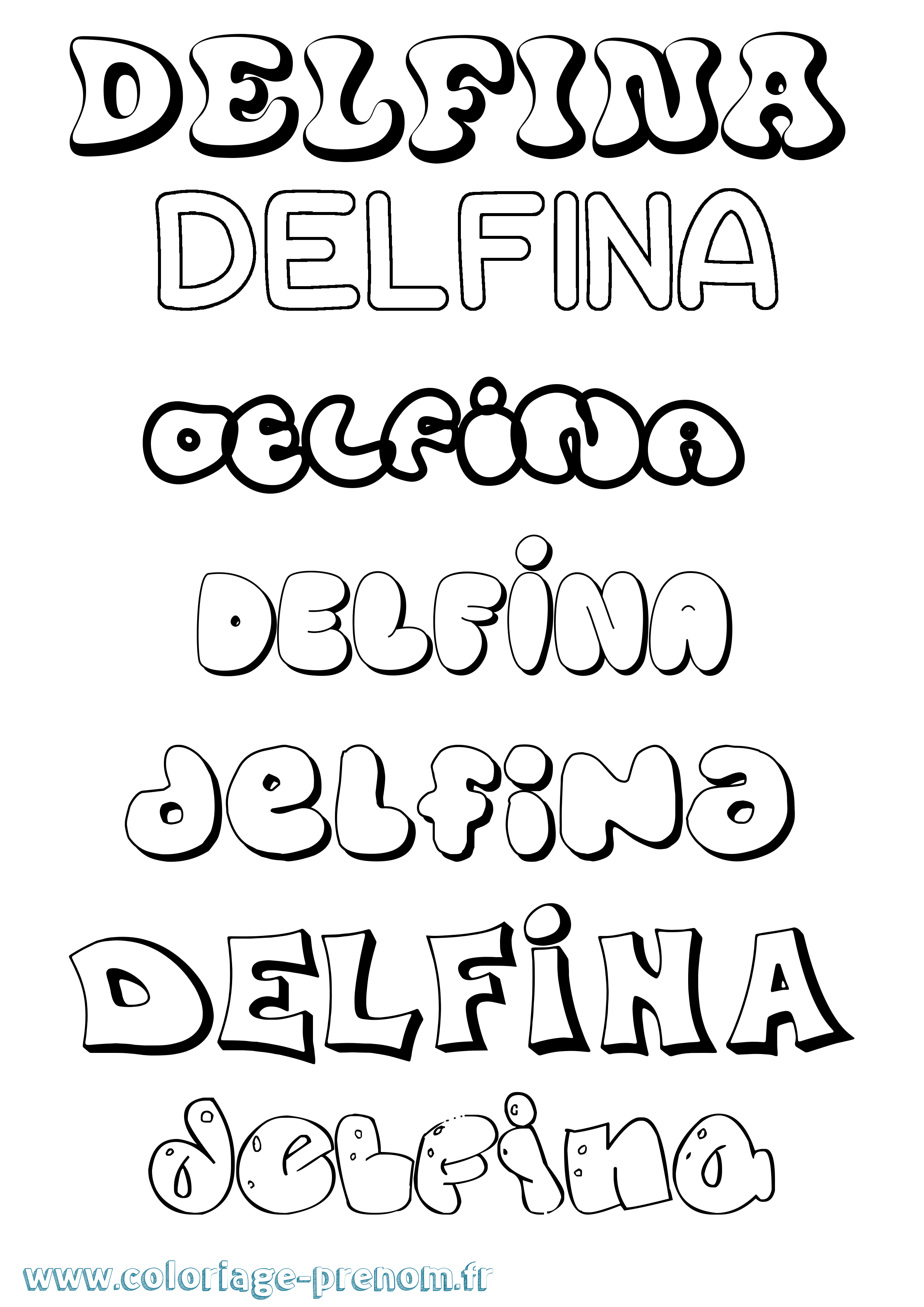 Coloriage prénom Delfina Bubble