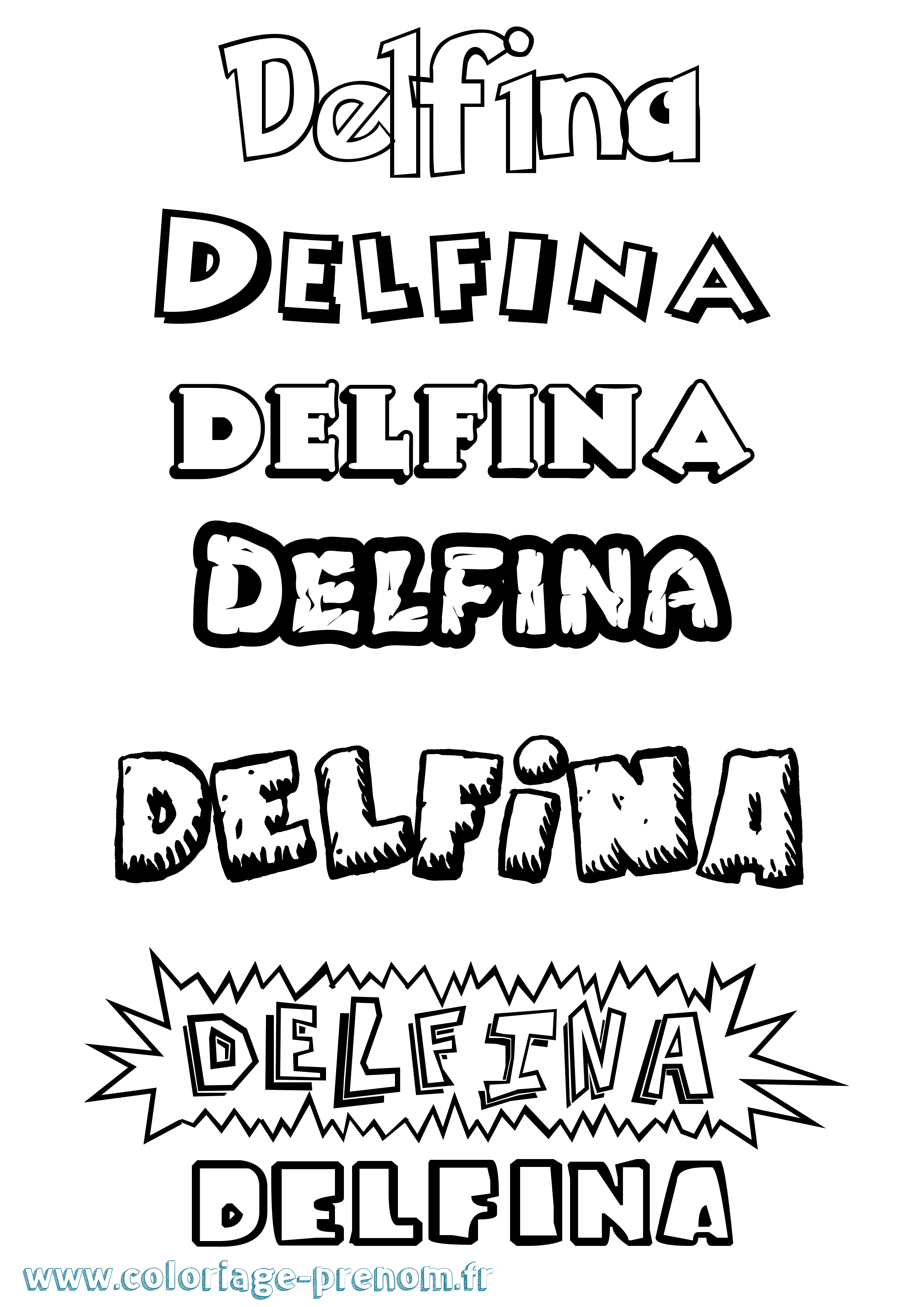 Coloriage prénom Delfina Dessin Animé
