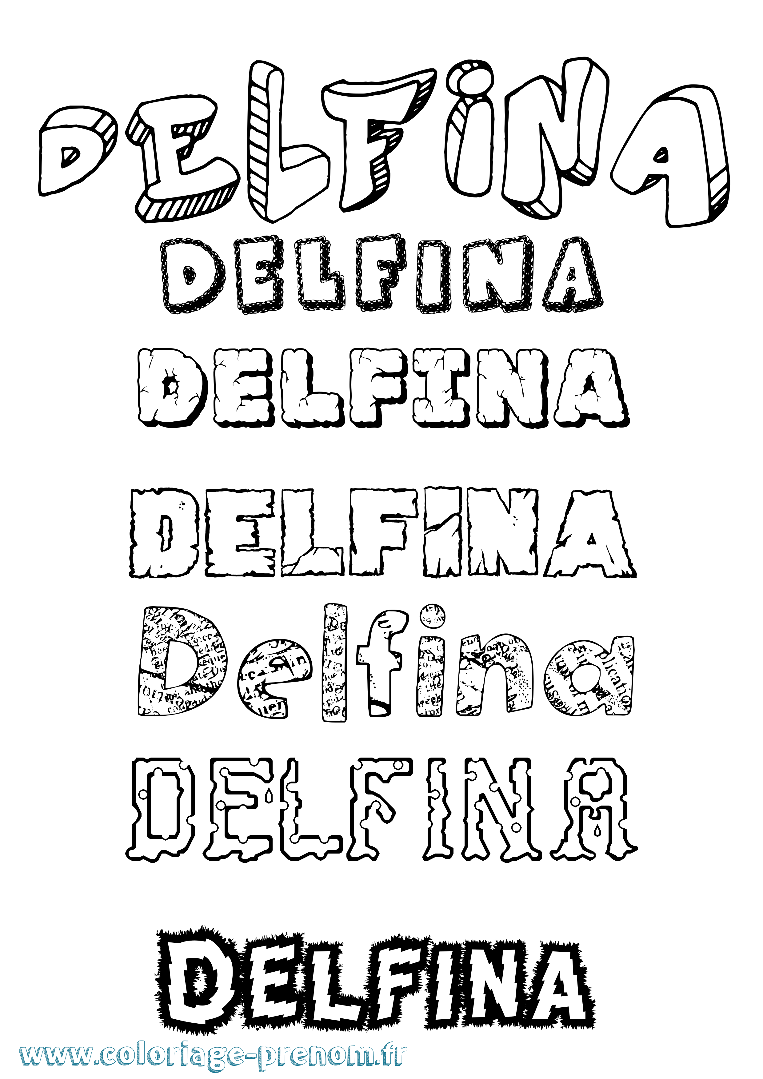 Coloriage prénom Delfina Destructuré
