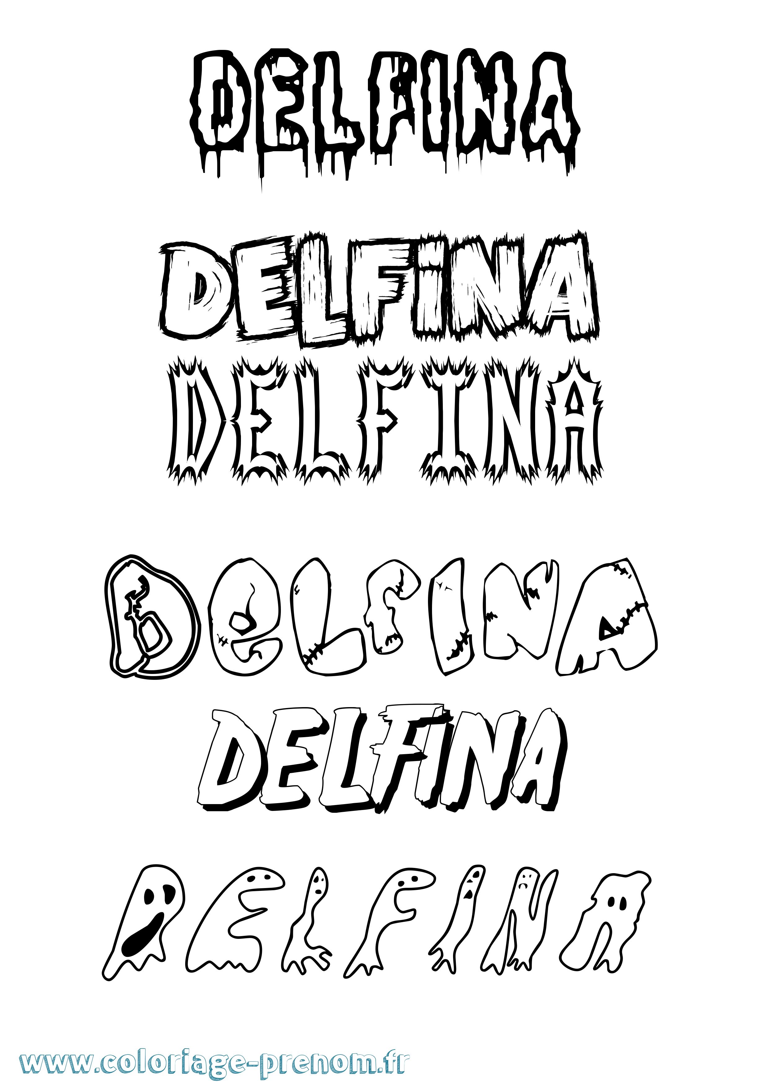 Coloriage prénom Delfina Frisson