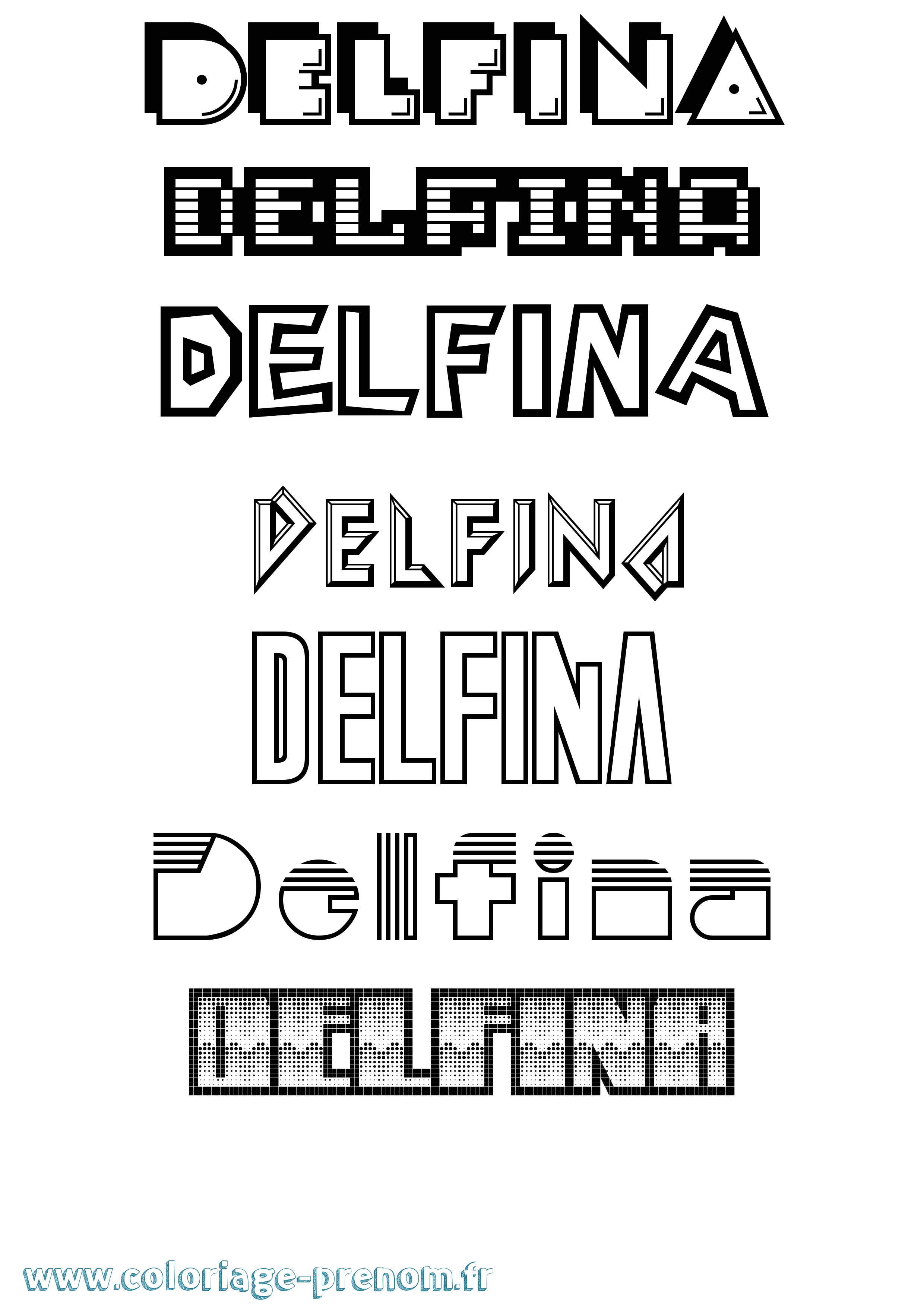 Coloriage prénom Delfina Jeux Vidéos