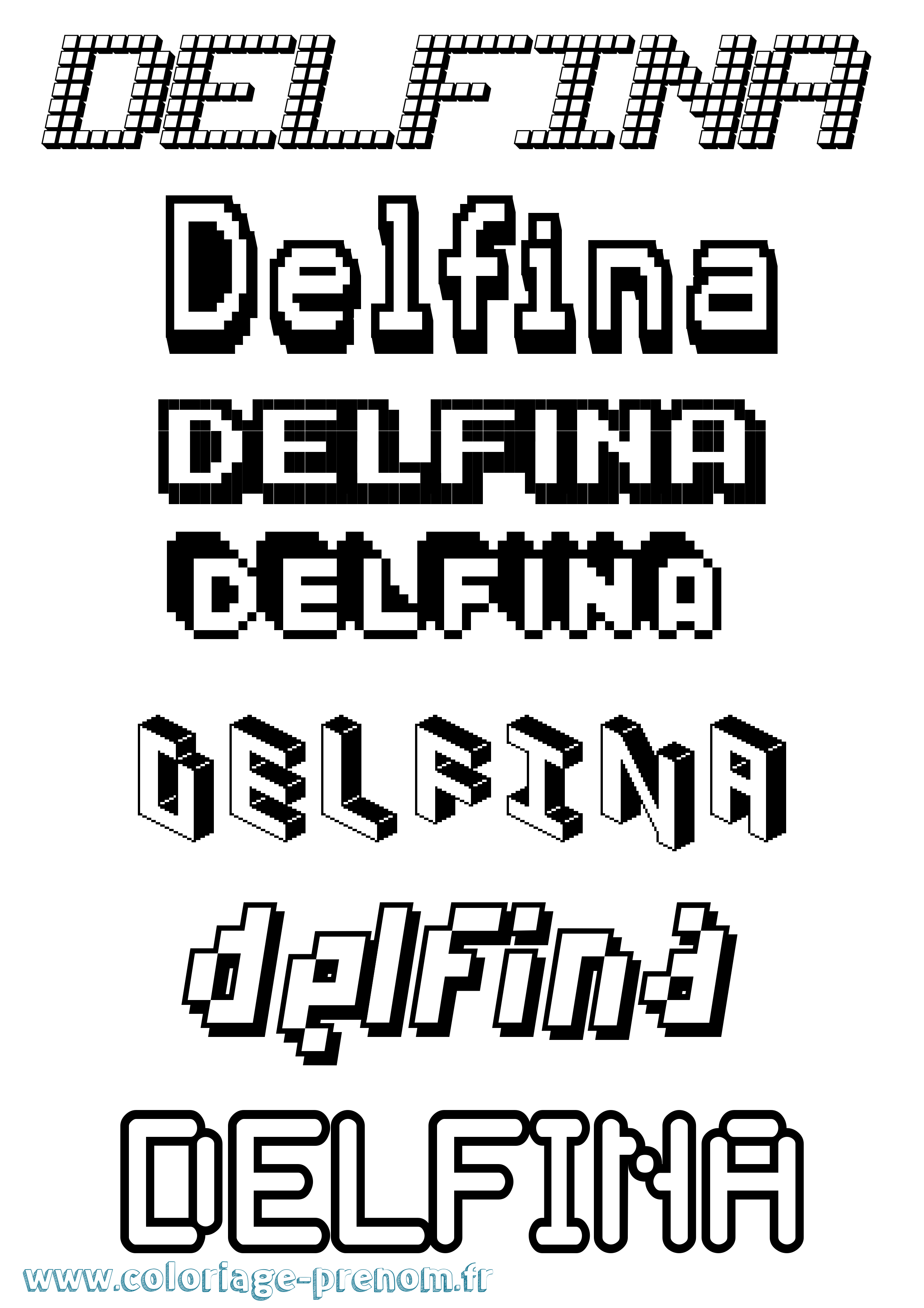 Coloriage prénom Delfina Pixel