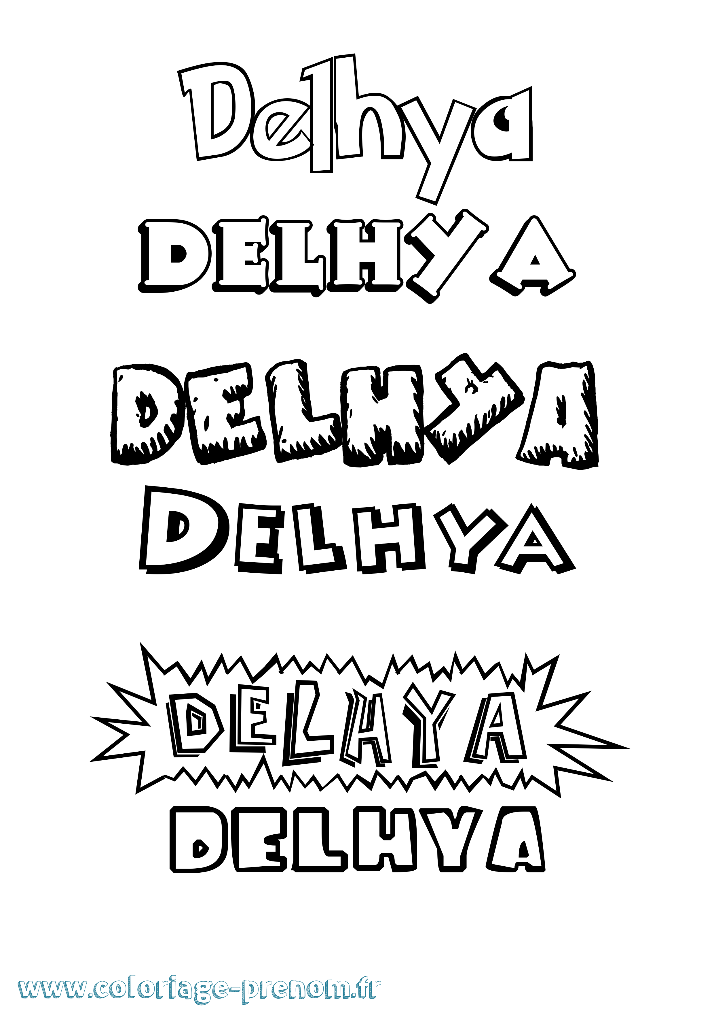 Coloriage prénom Delhya Dessin Animé