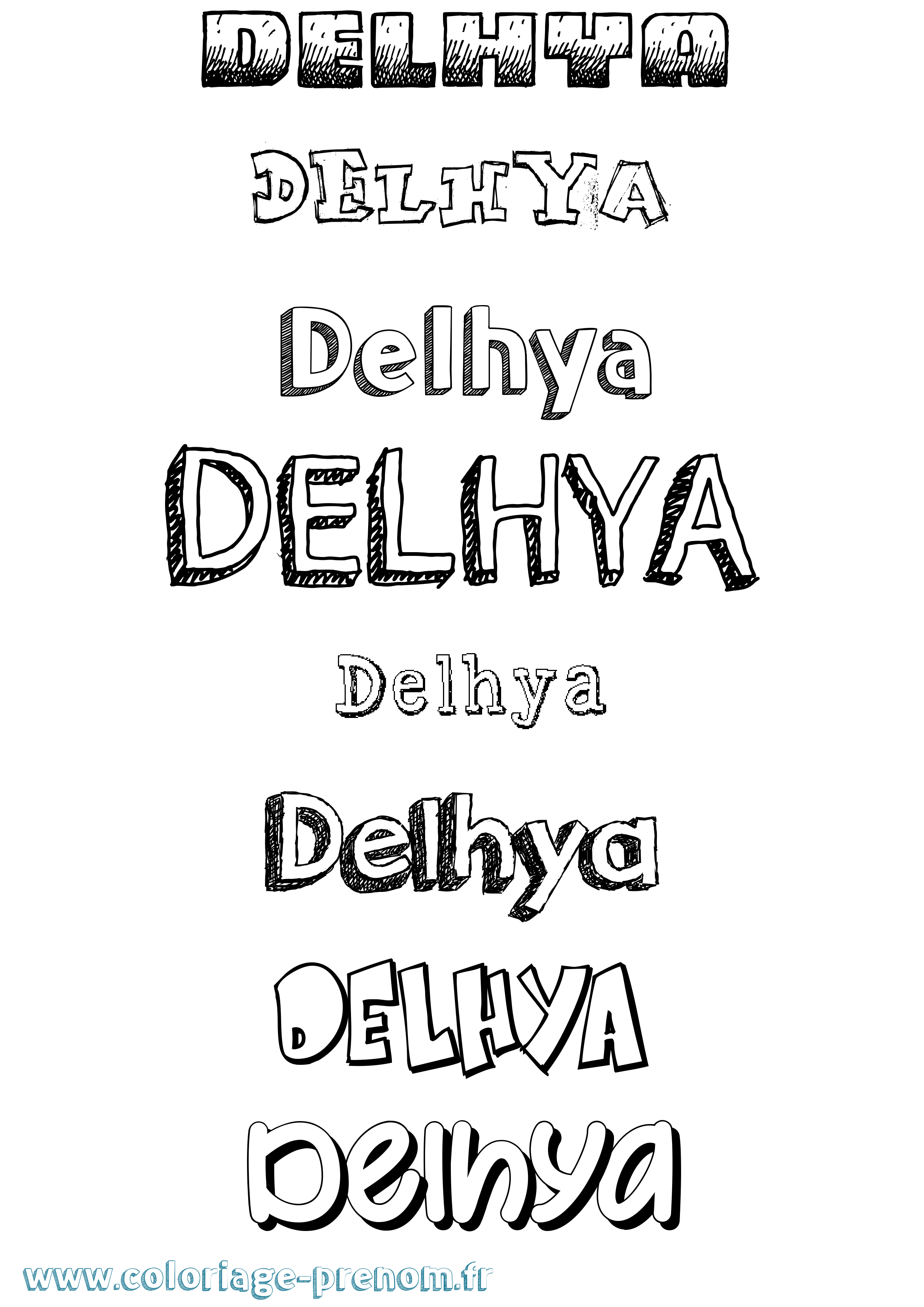 Coloriage prénom Delhya Dessiné
