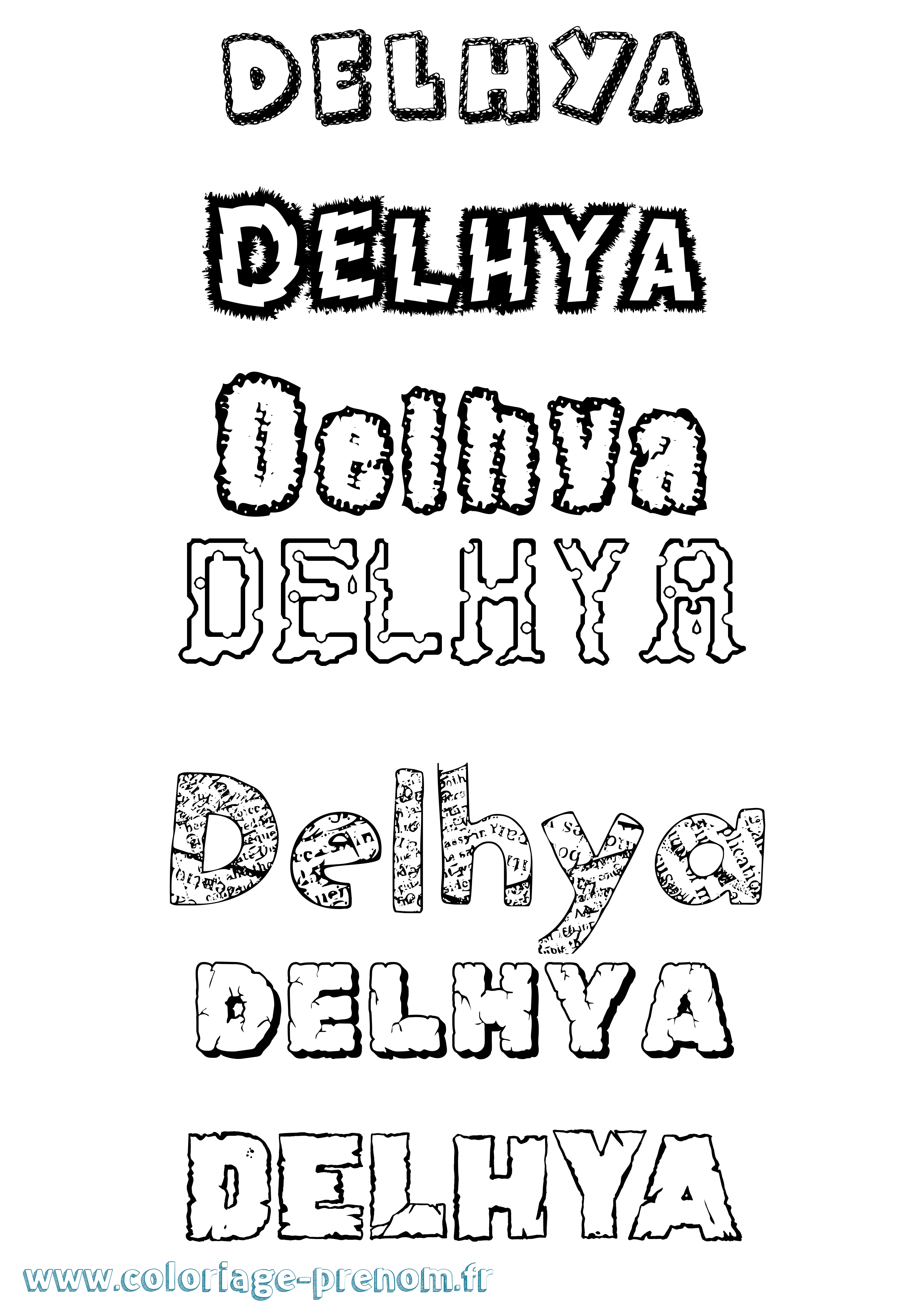 Coloriage prénom Delhya Destructuré