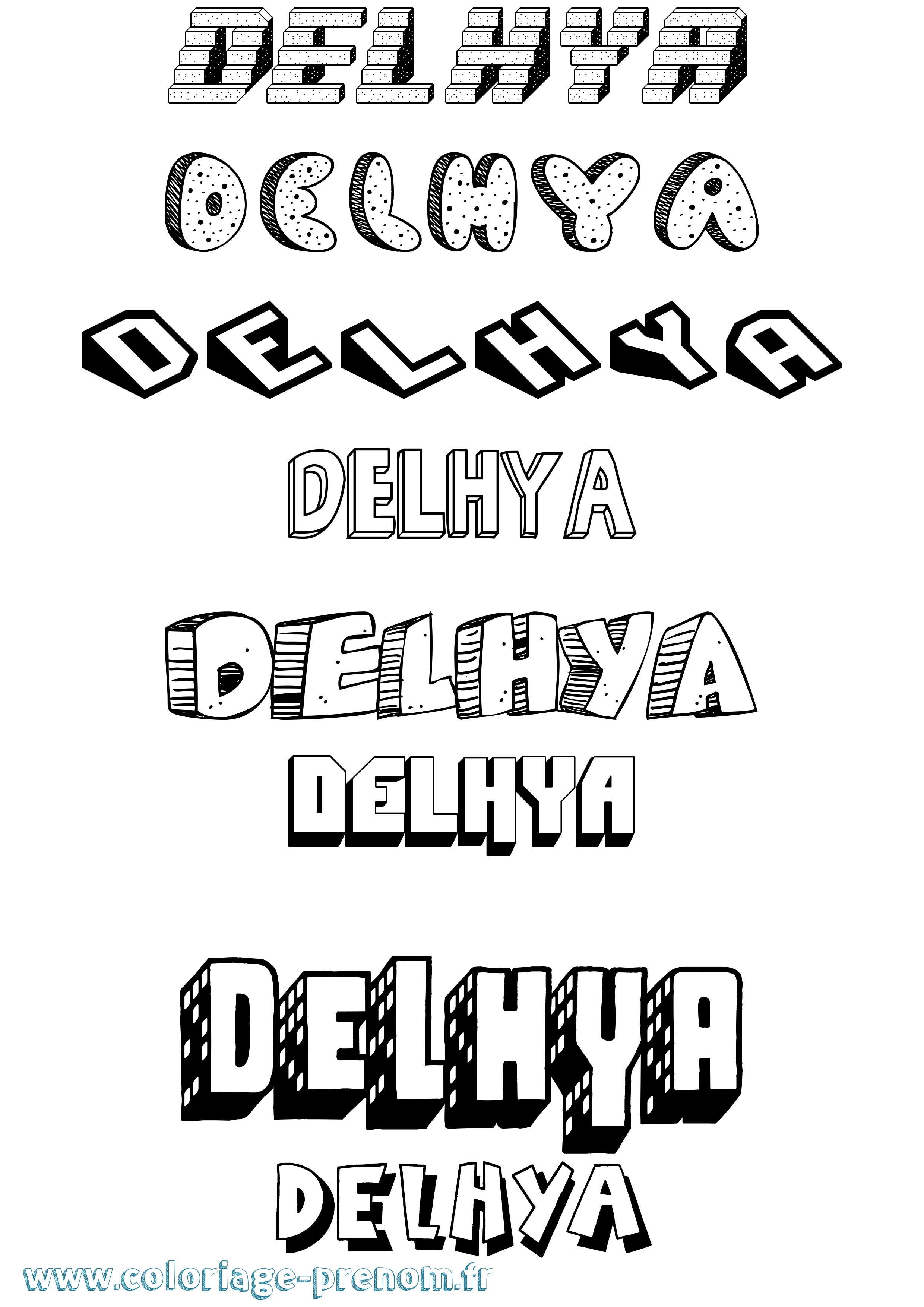 Coloriage prénom Delhya Effet 3D