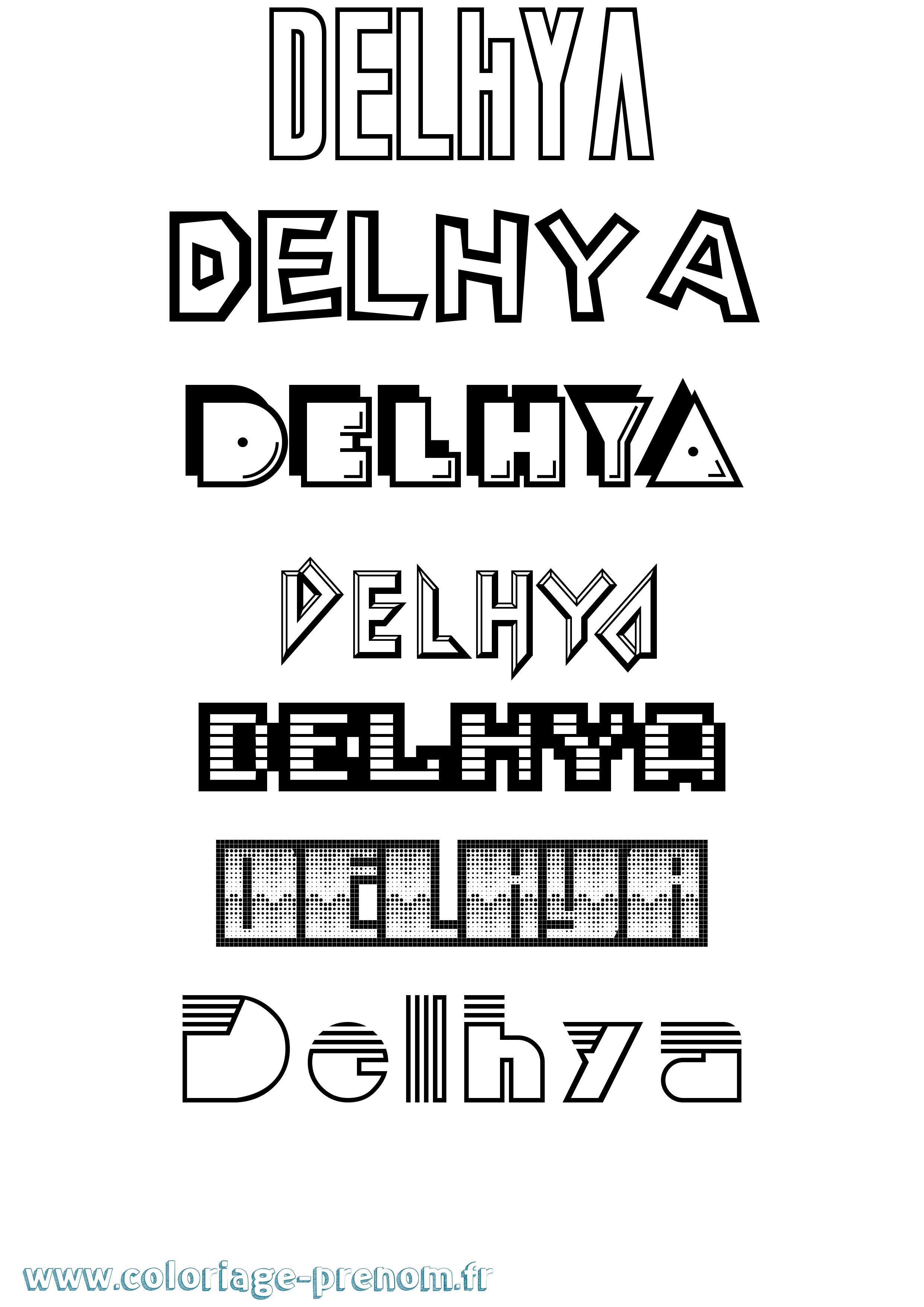 Coloriage prénom Delhya Jeux Vidéos