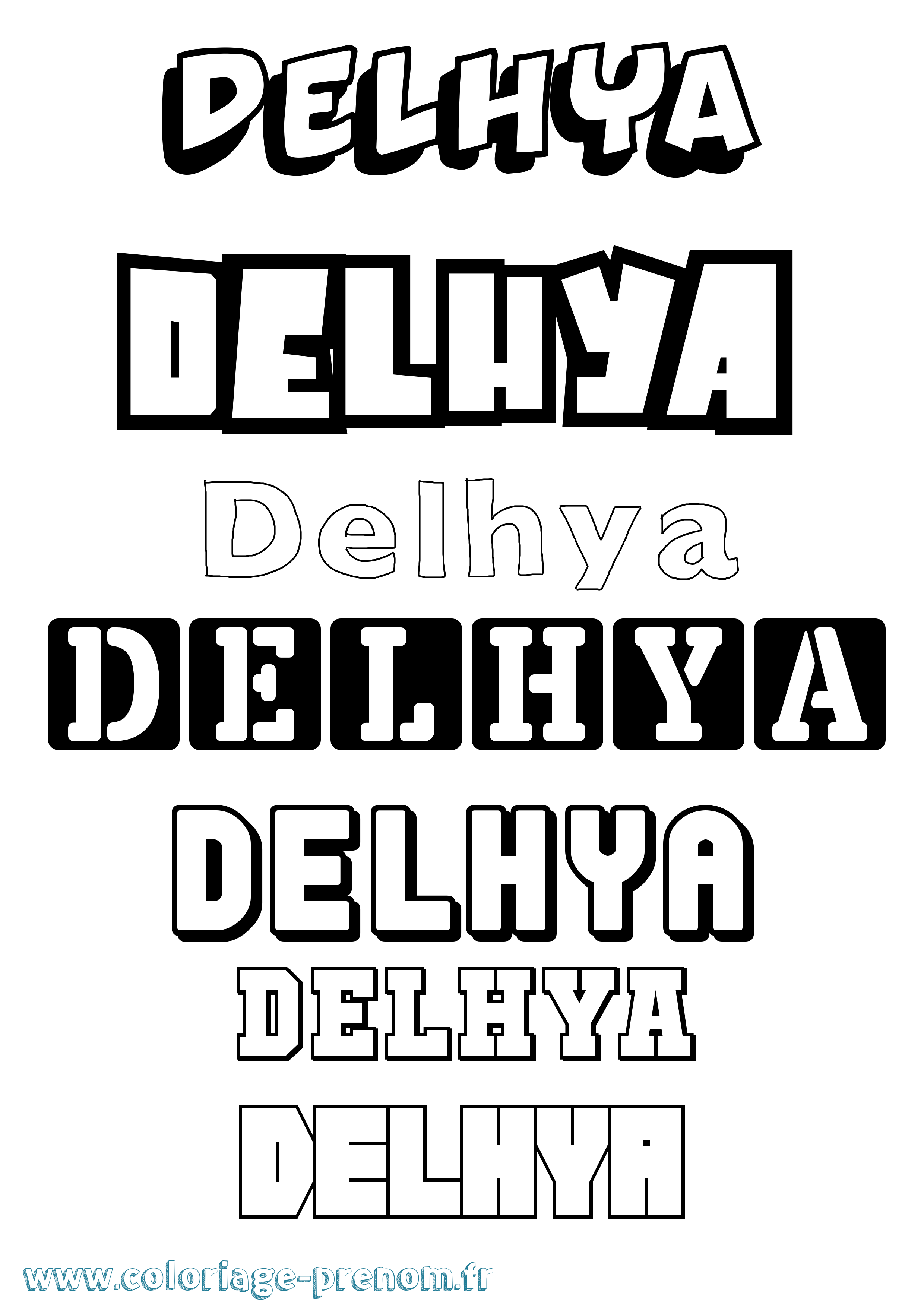 Coloriage prénom Delhya Simple