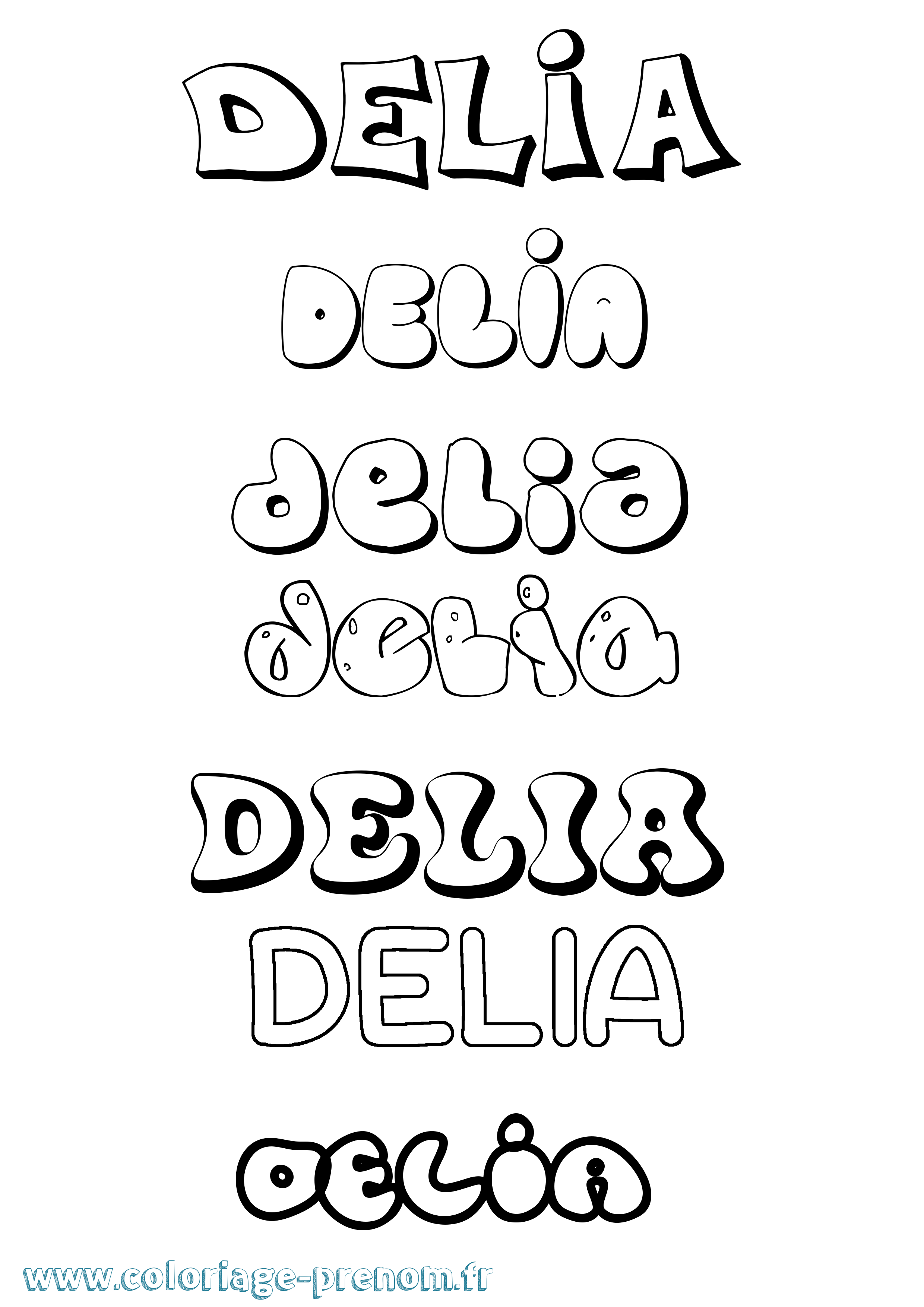 Coloriage prénom Delia Bubble