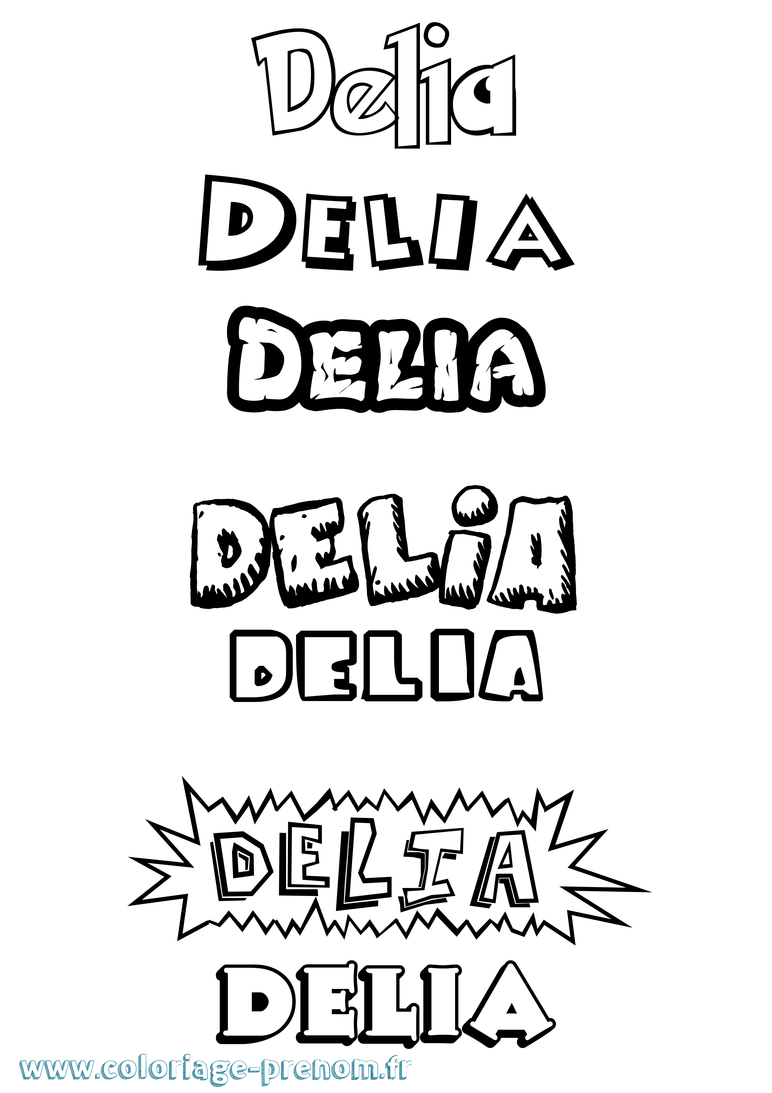 Coloriage prénom Delia Dessin Animé