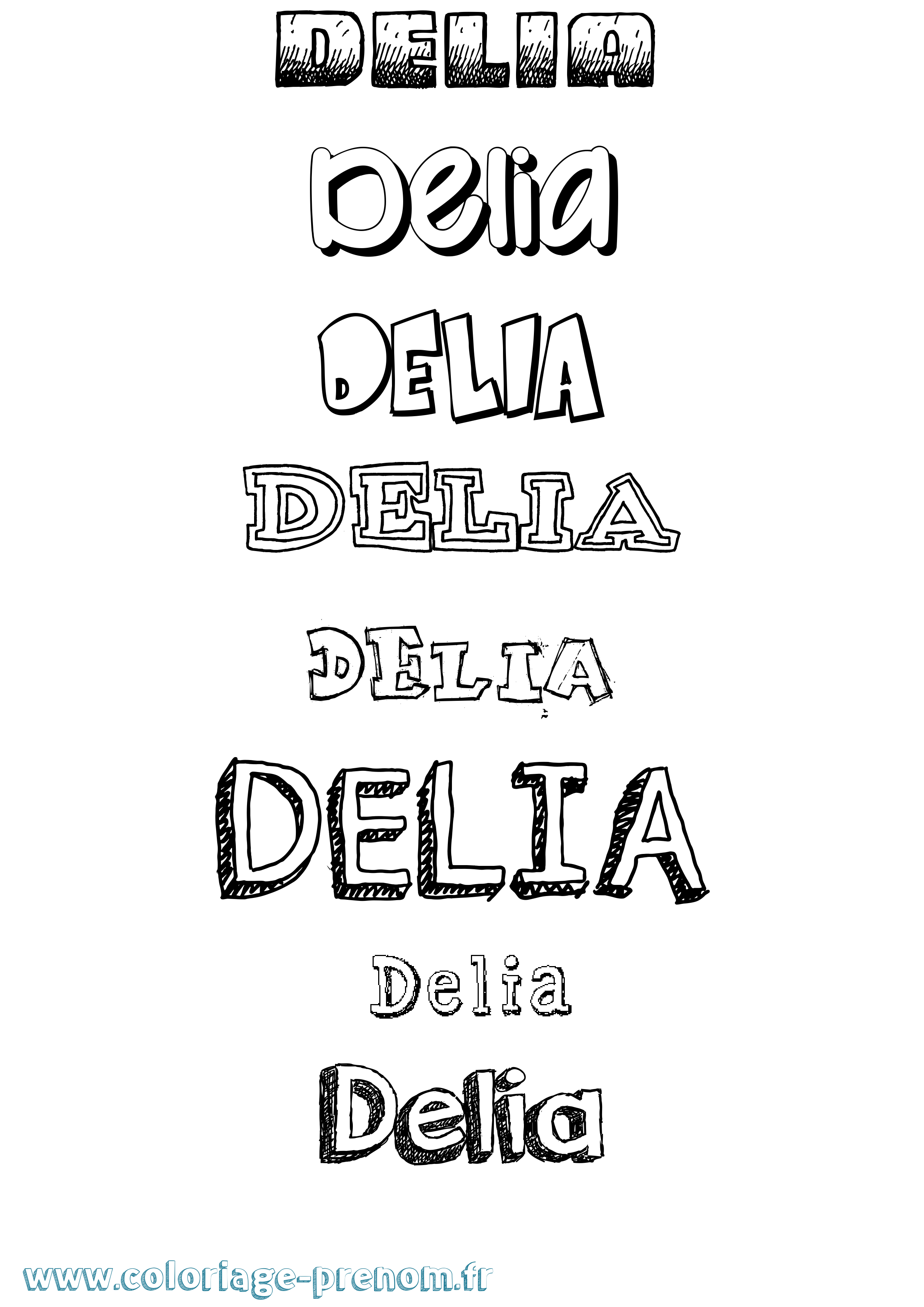 Coloriage prénom Delia Dessiné