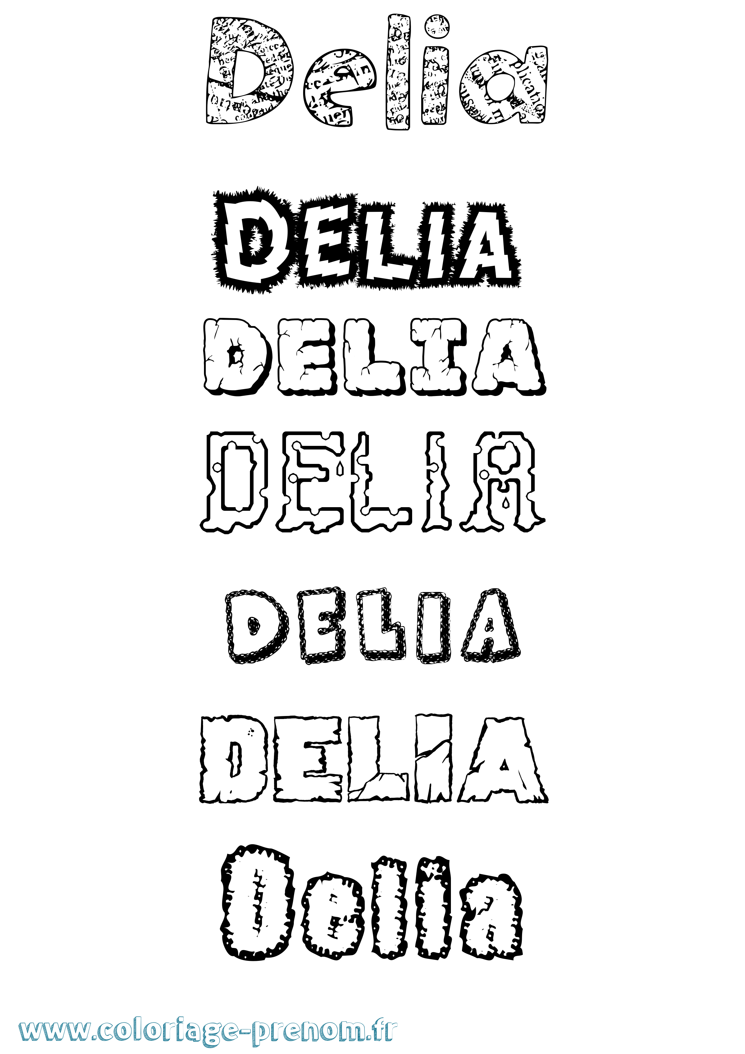 Coloriage prénom Delia Destructuré