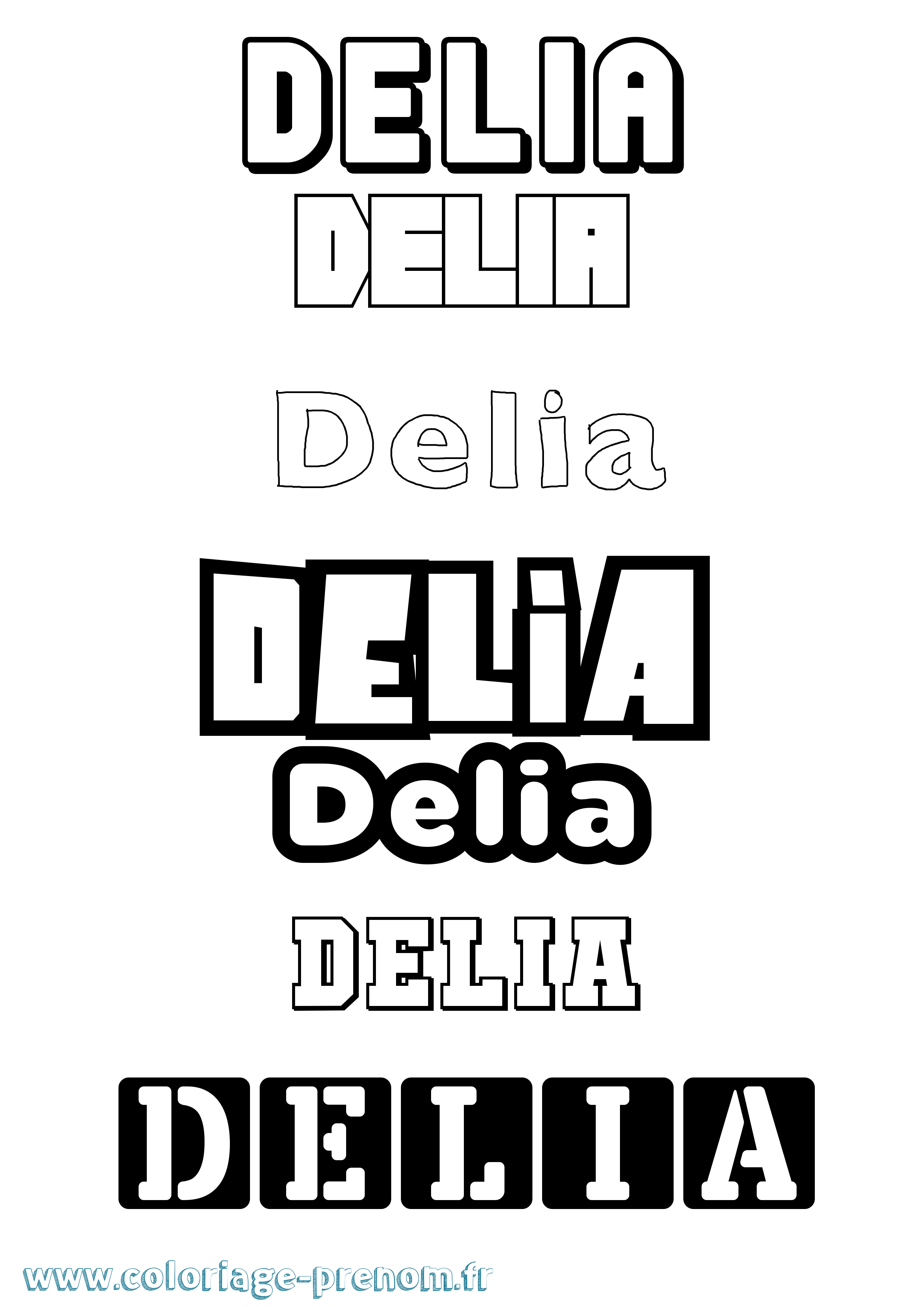 Coloriage prénom Delia Simple