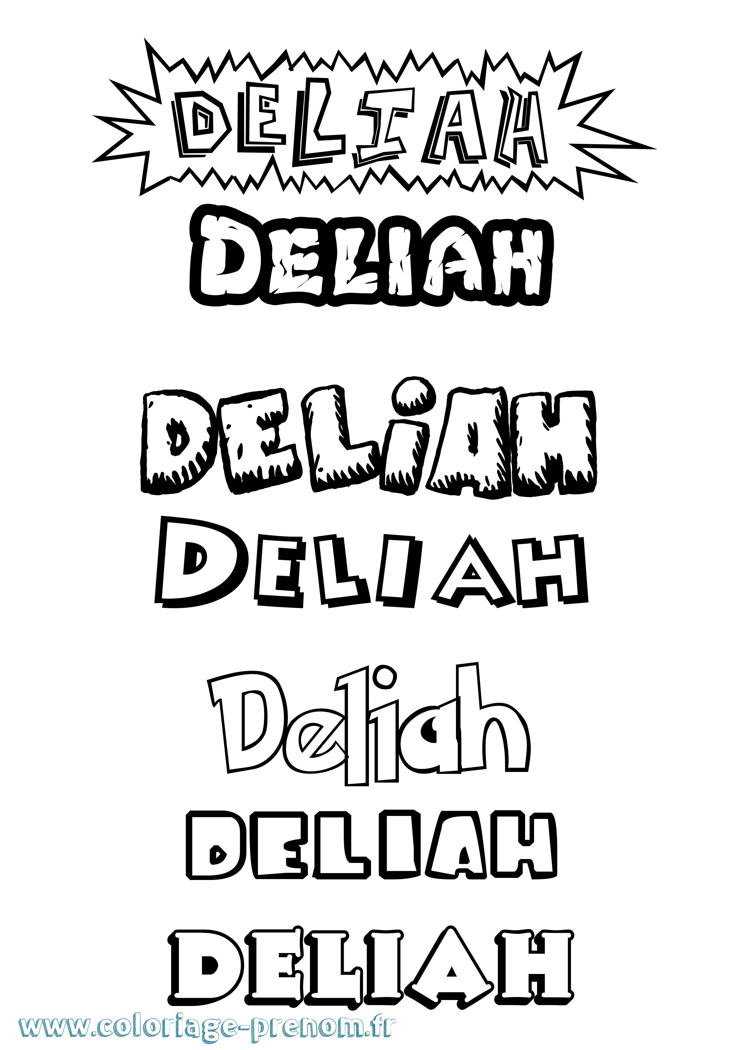 Coloriage prénom Deliah Dessin Animé