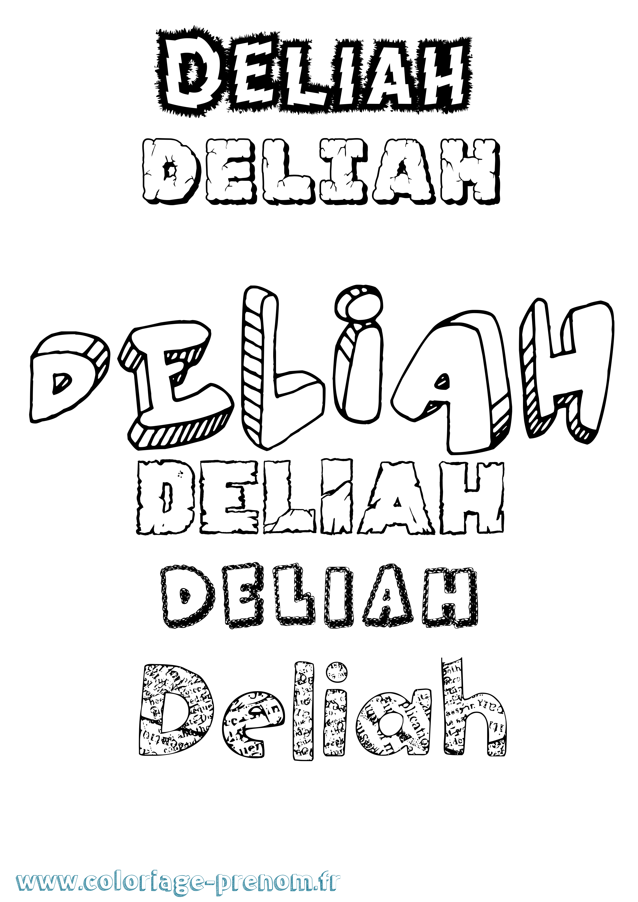 Coloriage prénom Deliah Destructuré