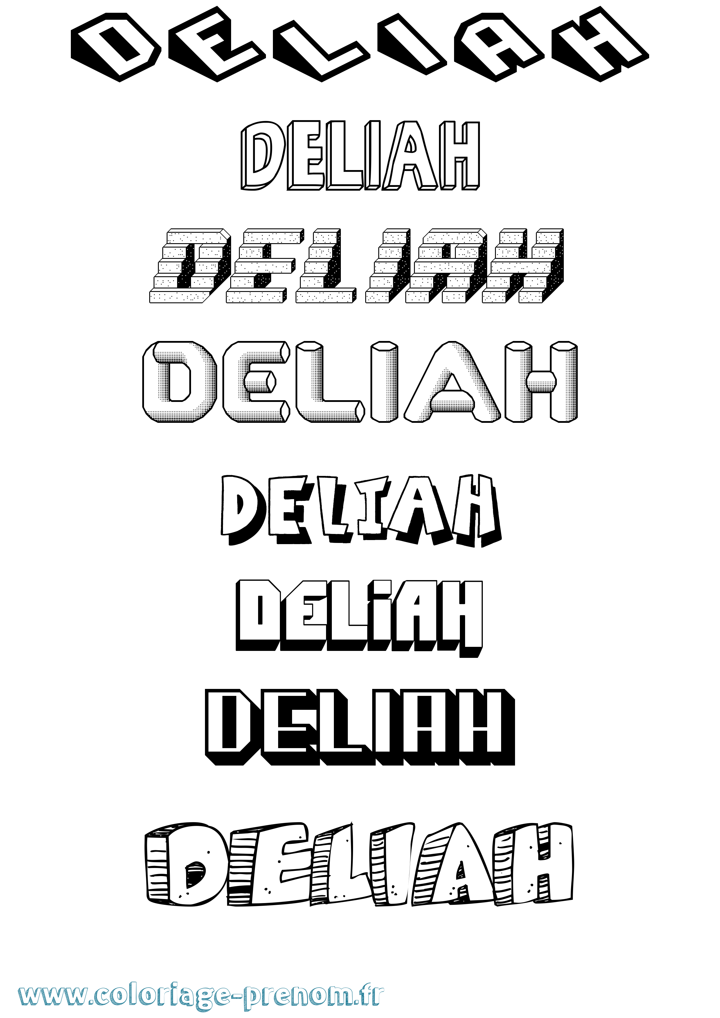 Coloriage prénom Deliah Effet 3D