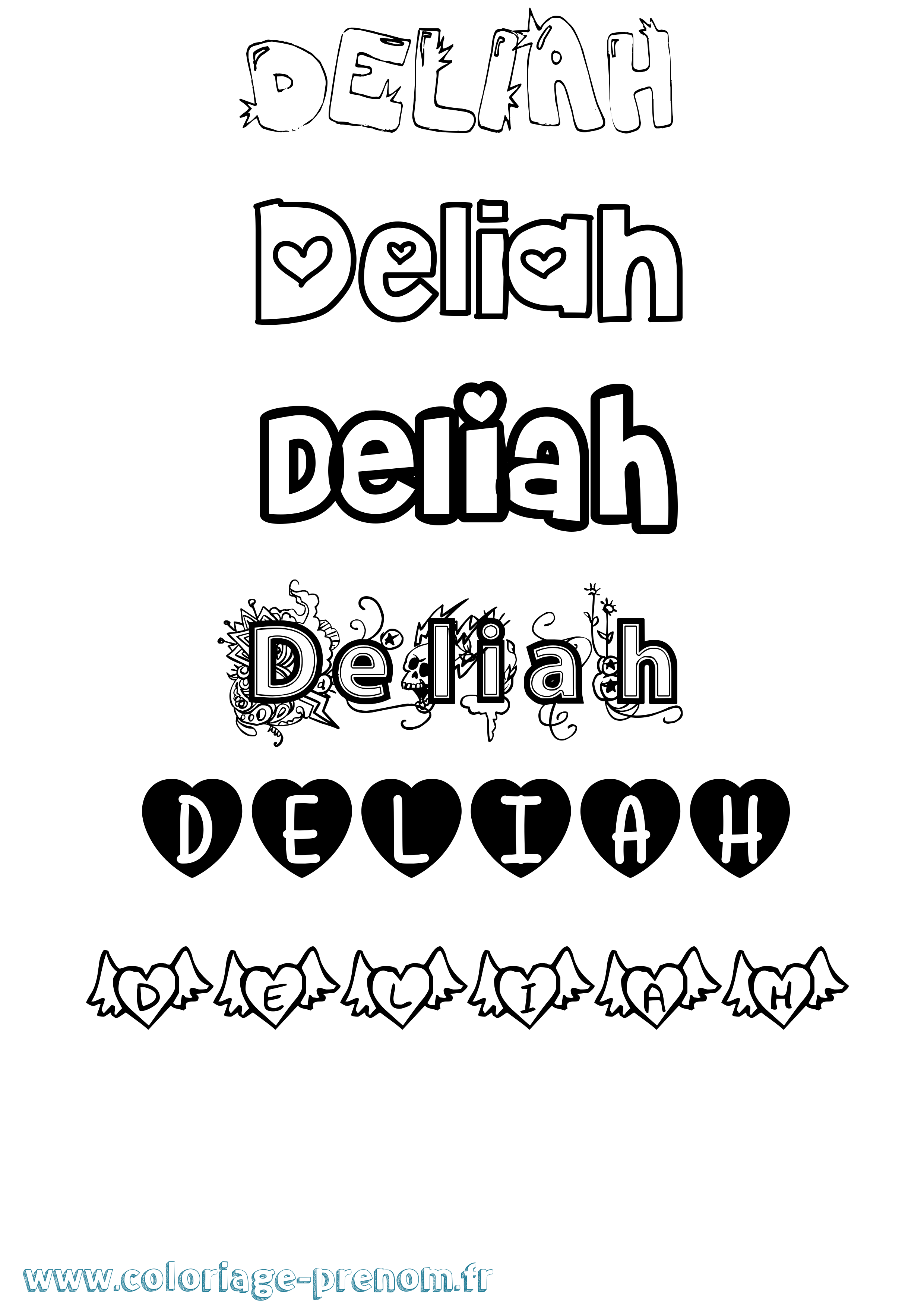Coloriage prénom Deliah Girly