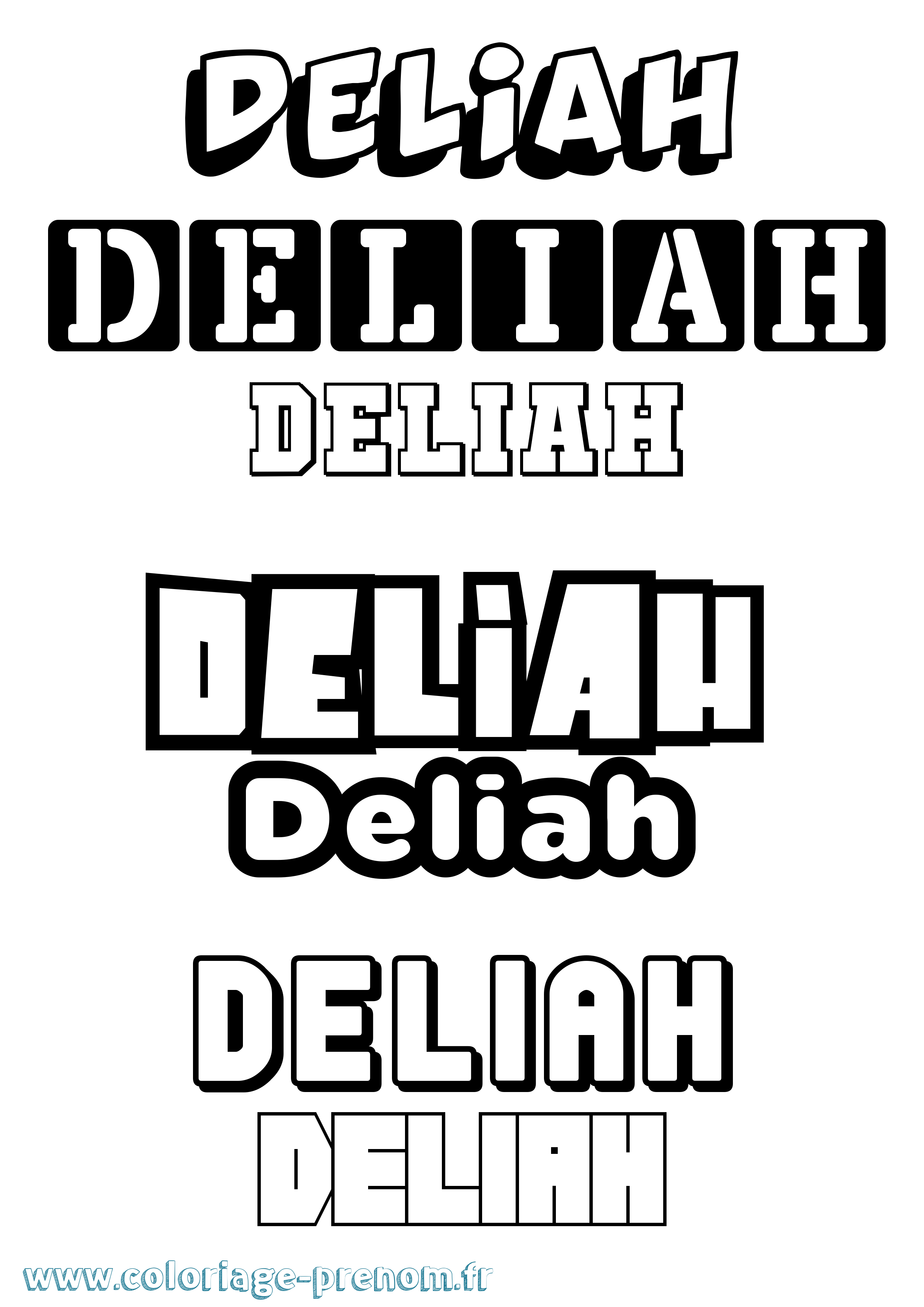 Coloriage prénom Deliah Simple