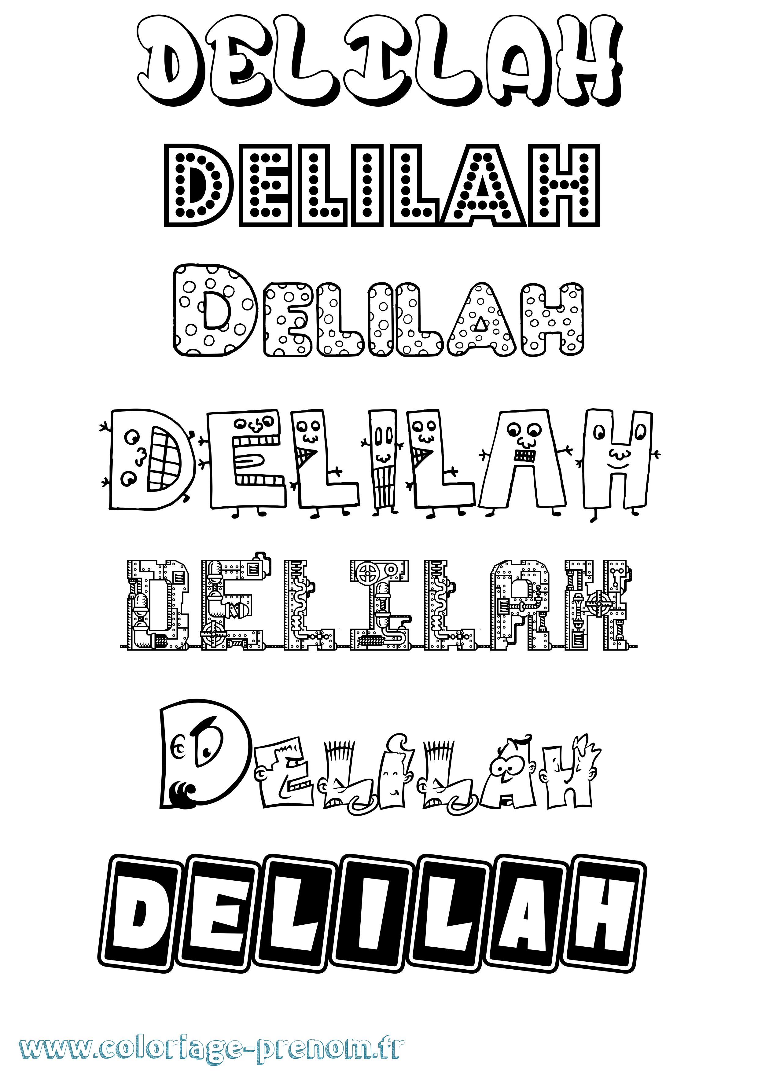 Coloriage prénom Delilah Fun