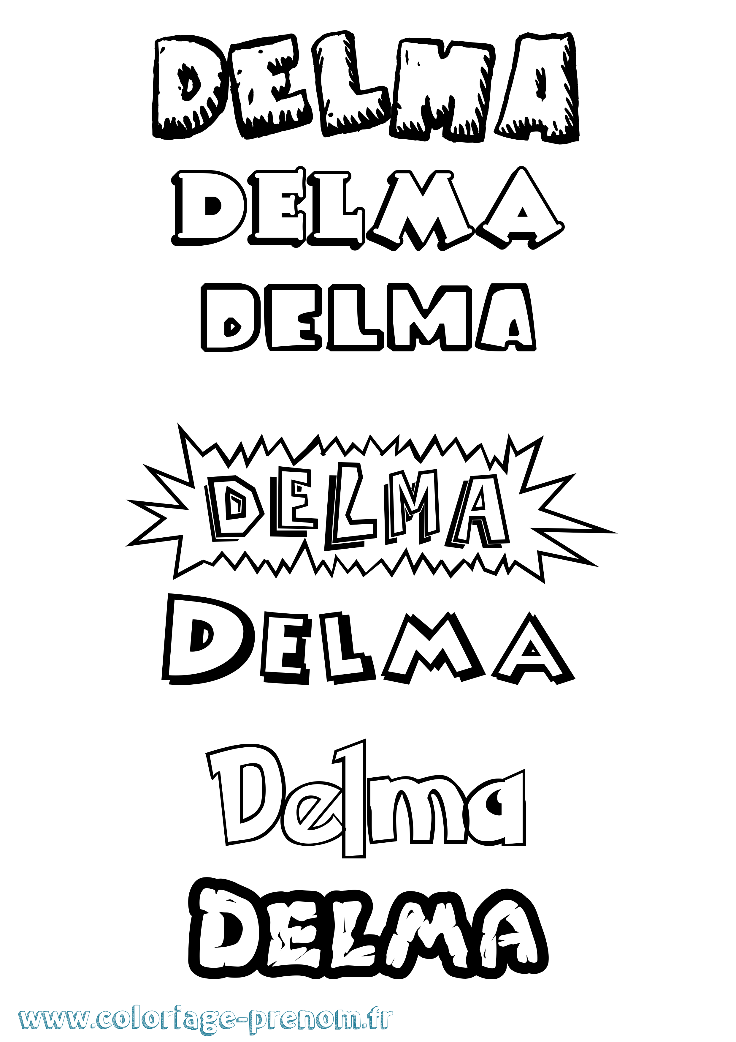 Coloriage prénom Delma Dessin Animé
