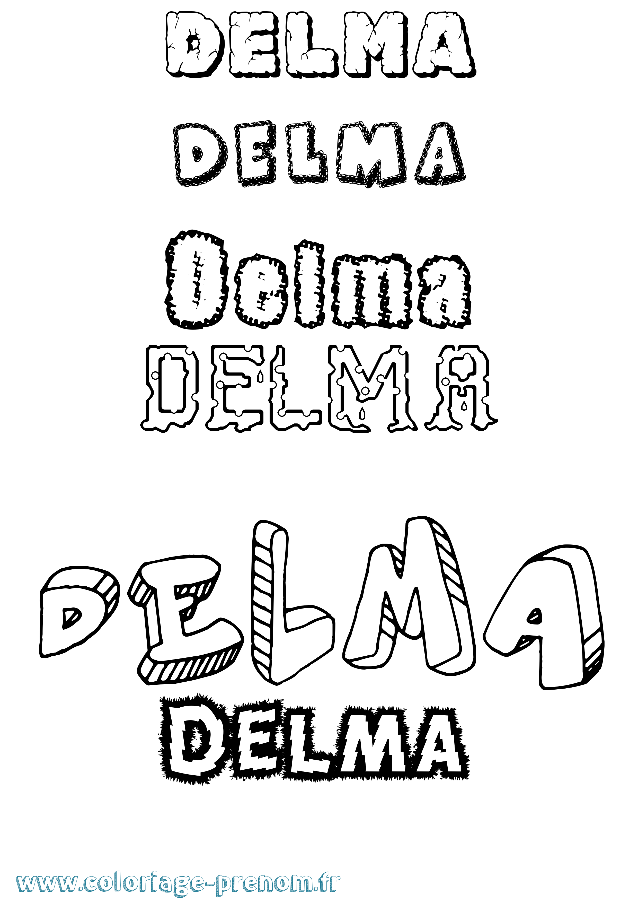 Coloriage Delma Destructuré Coloriage prénom Delma Destructuré