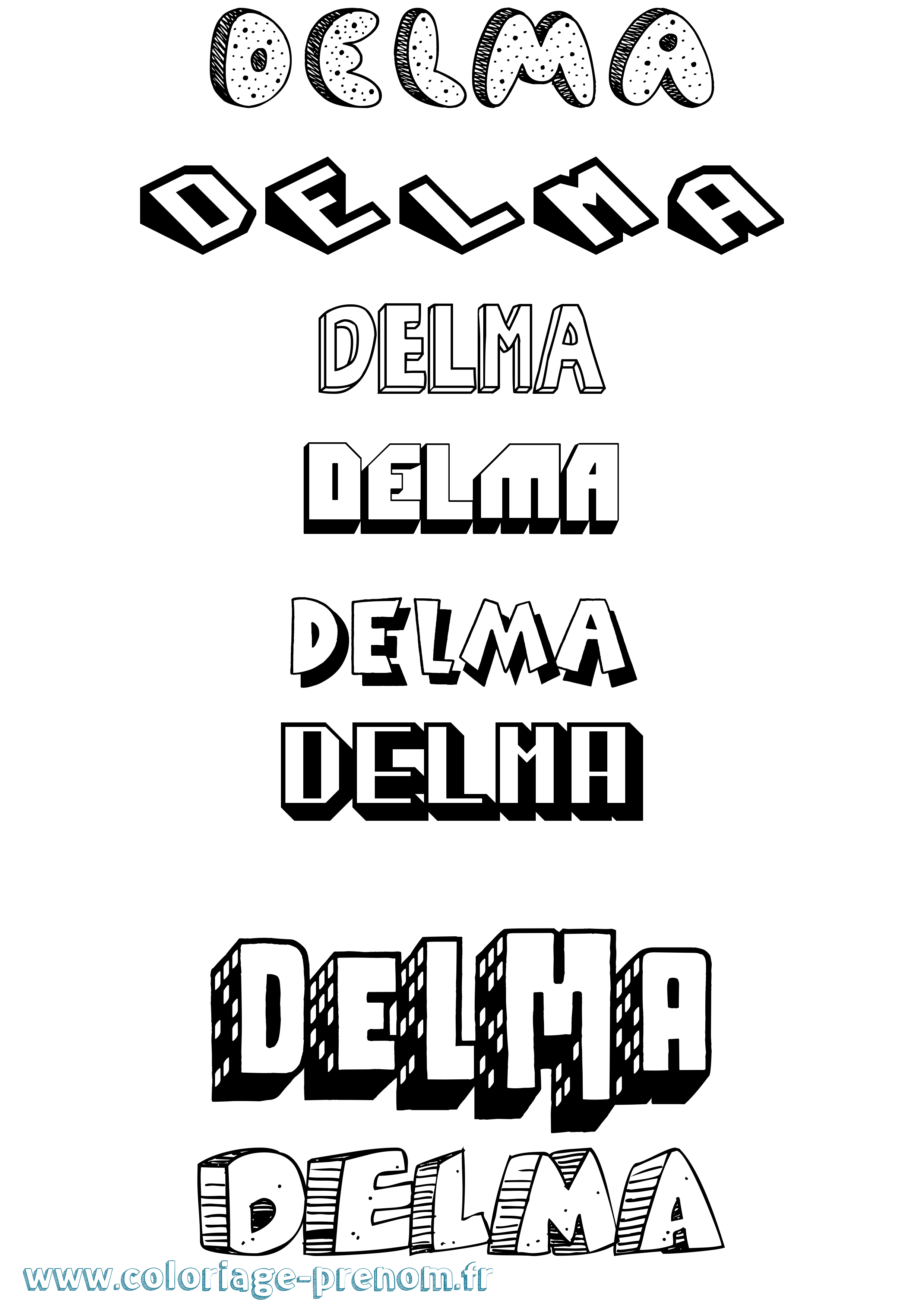 Coloriage Delma Effet 3D Coloriage prénom Delma Effet 3D