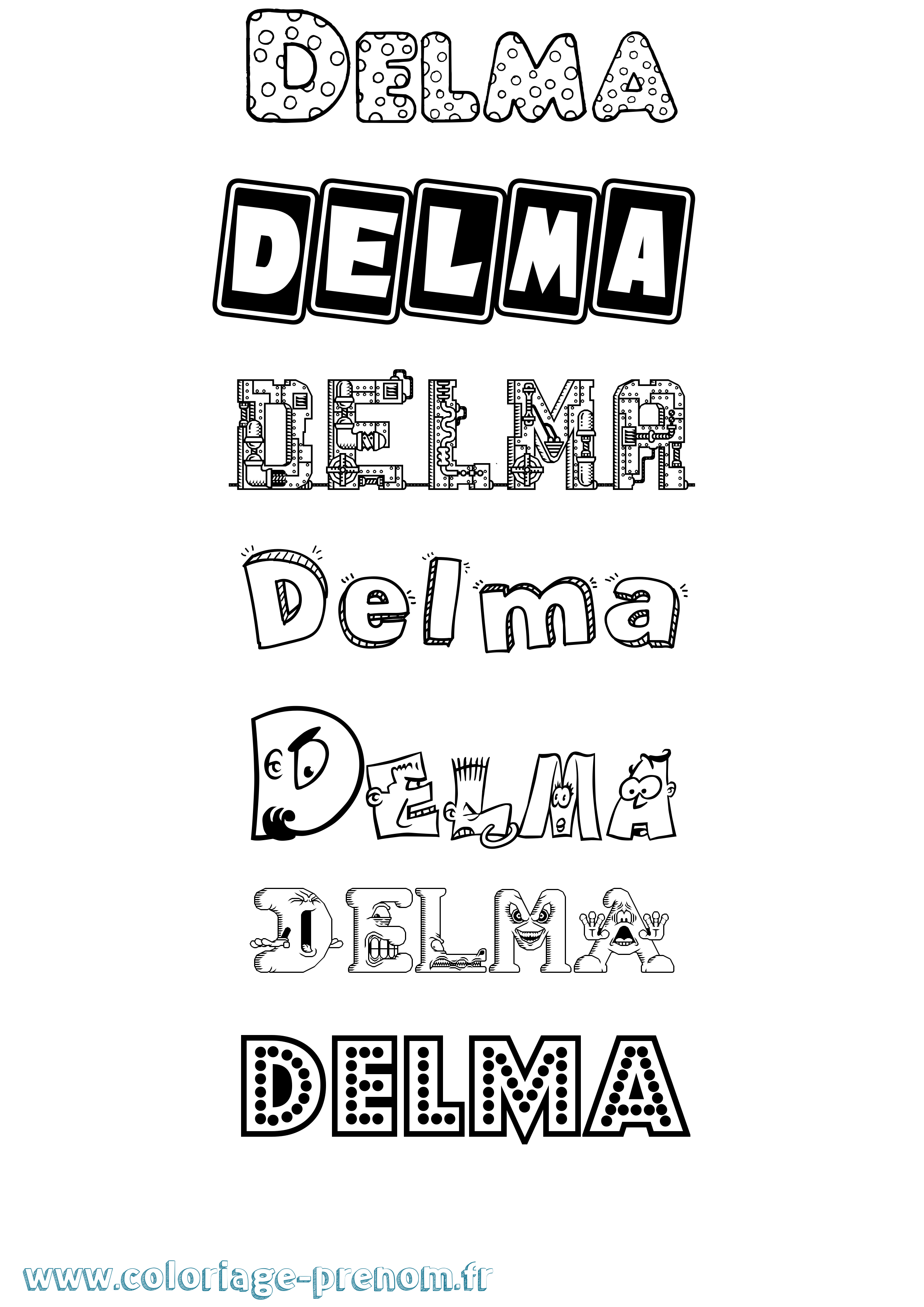 Coloriage prénom Delma Fun