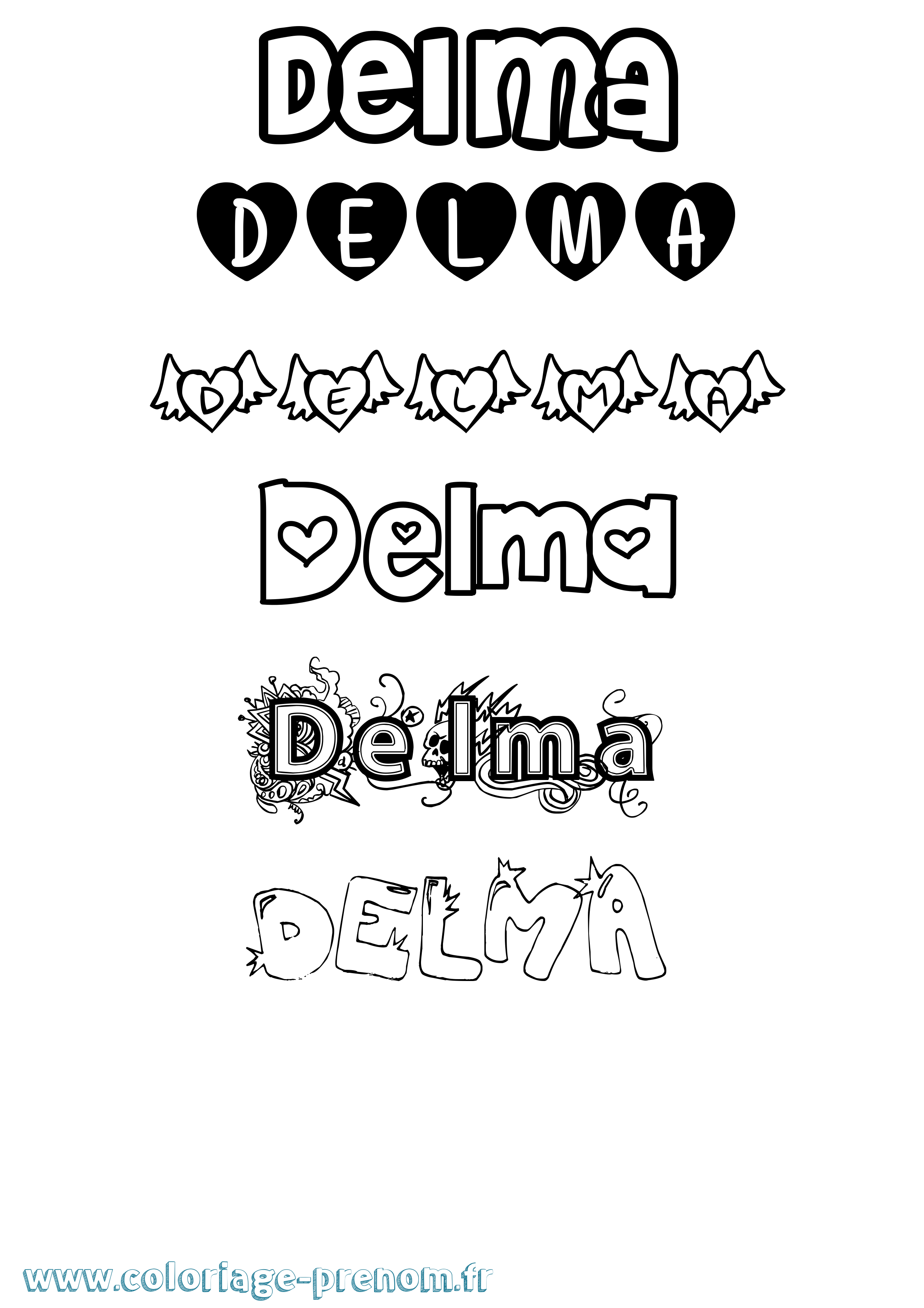 Coloriage prénom Delma Girly