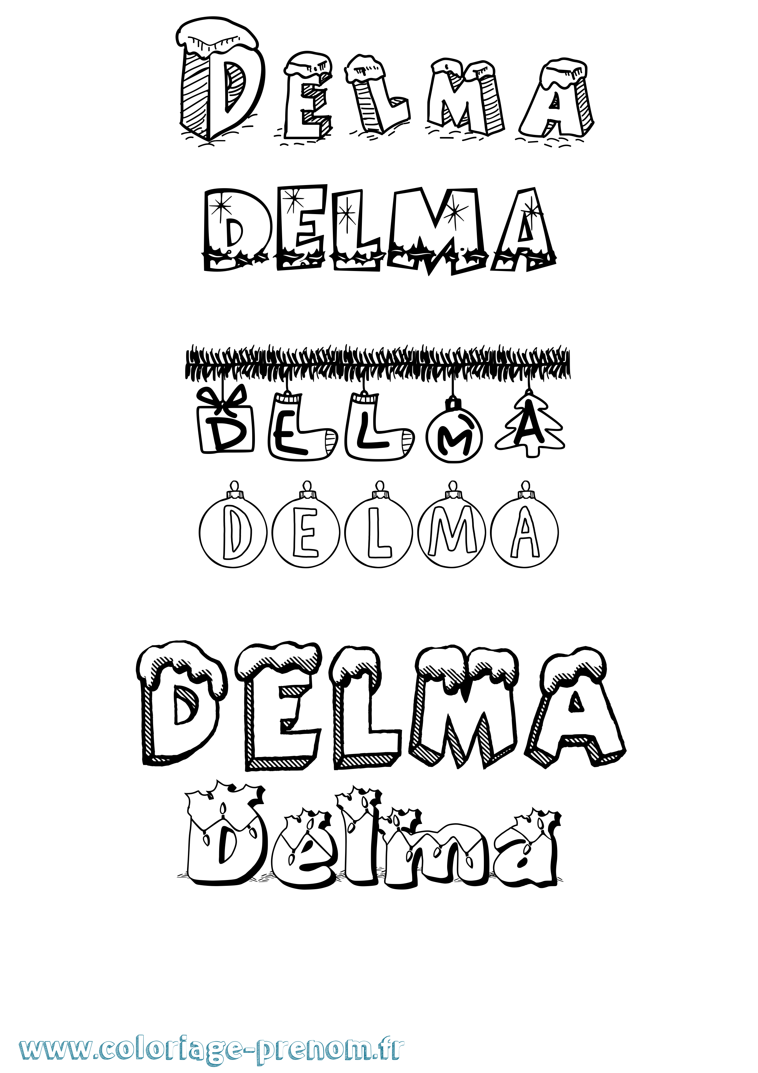 Coloriage Delma Noël Coloriage prénom Delma Noël