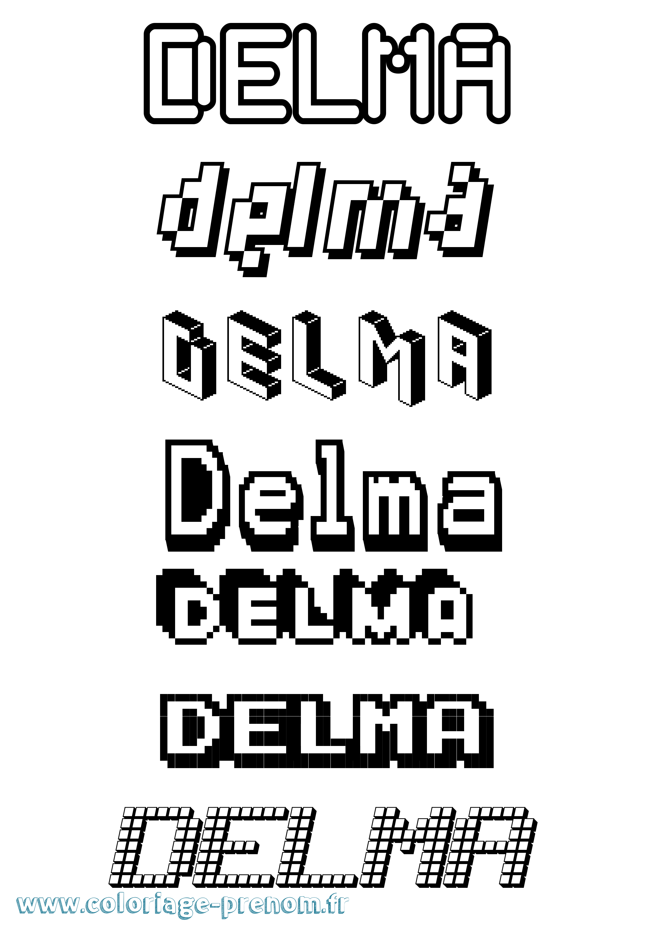 Coloriage prénom Delma Pixel