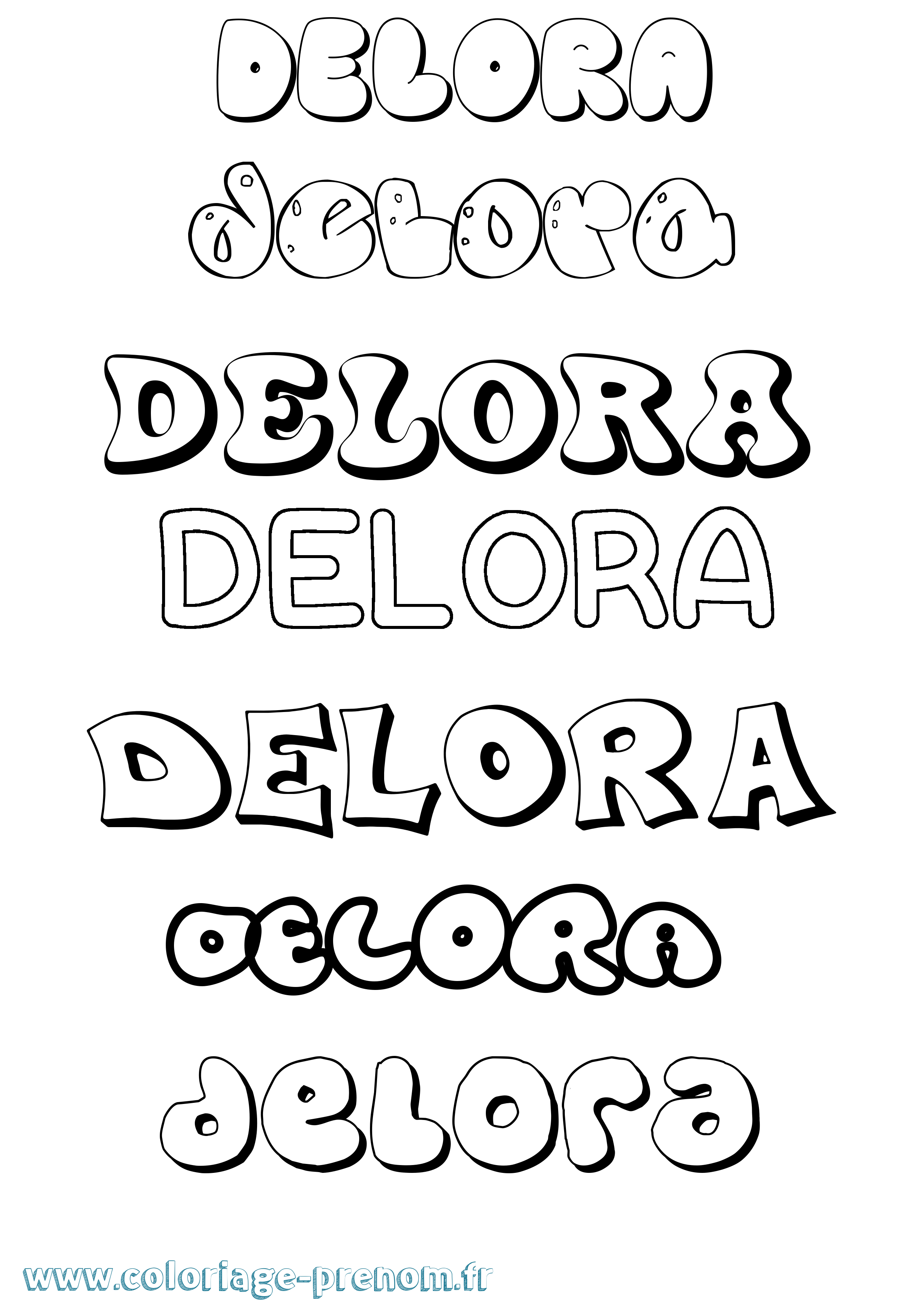 Coloriage prénom Delora Bubble