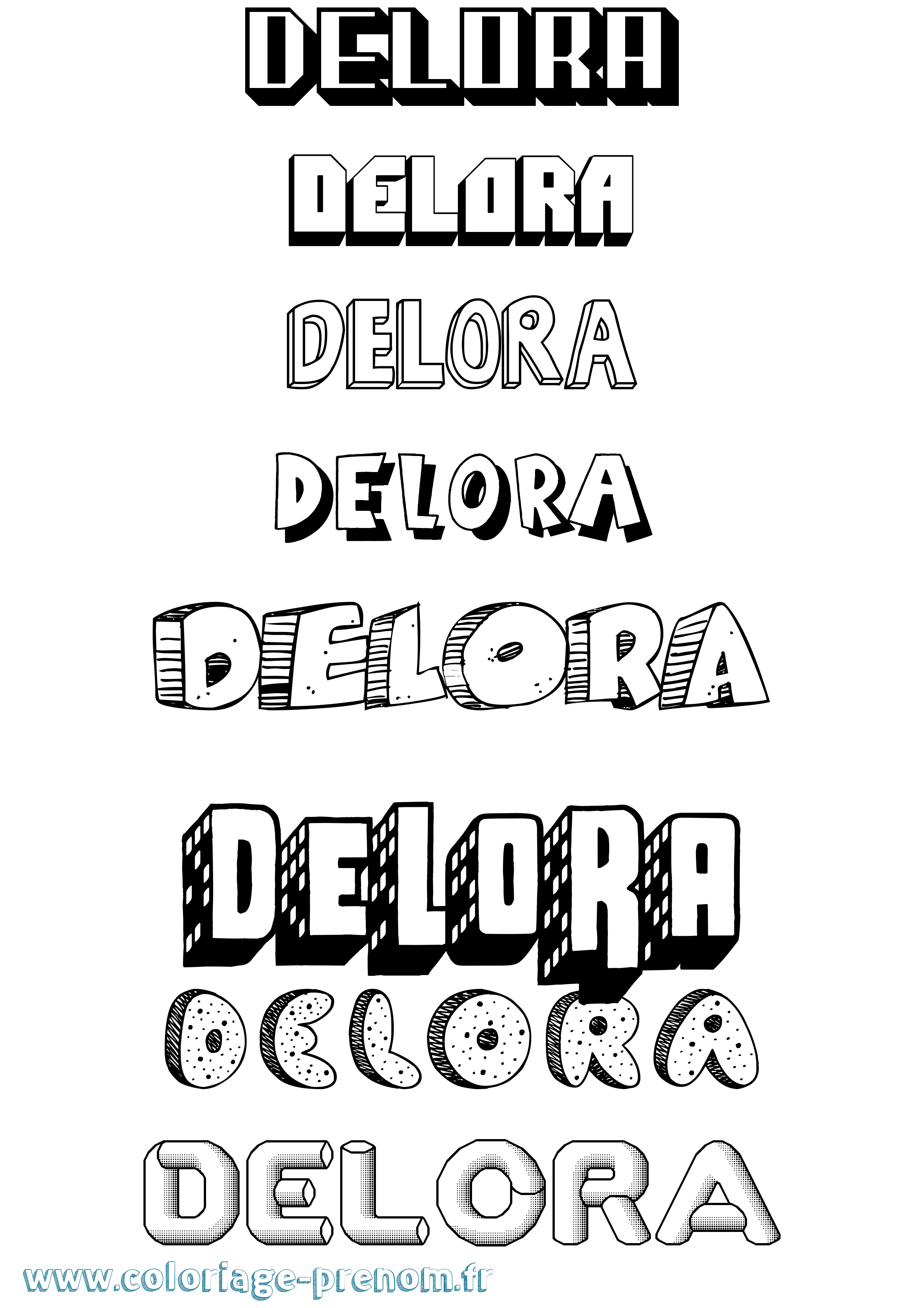 Coloriage prénom Delora Effet 3D