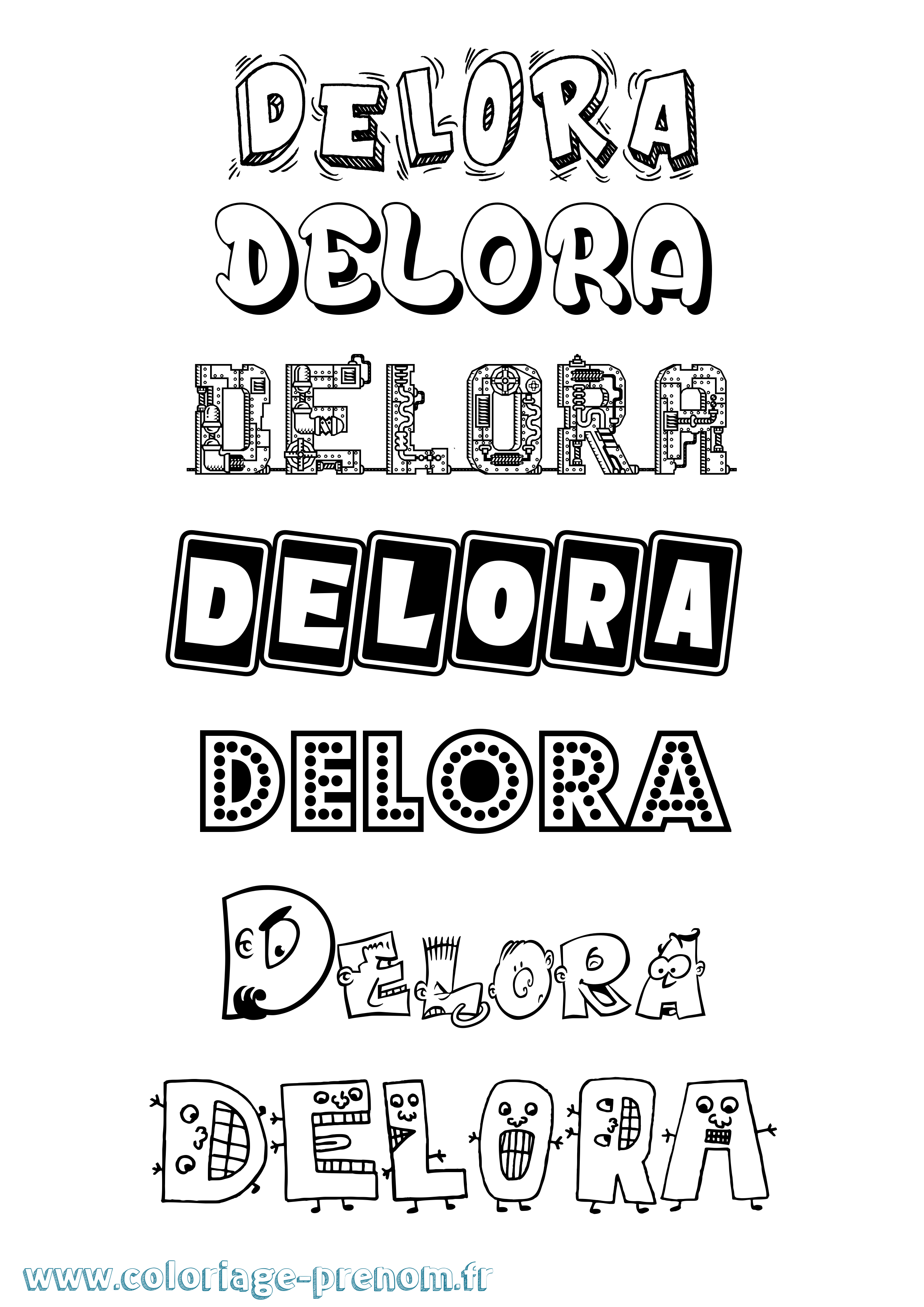 Coloriage prénom Delora Fun