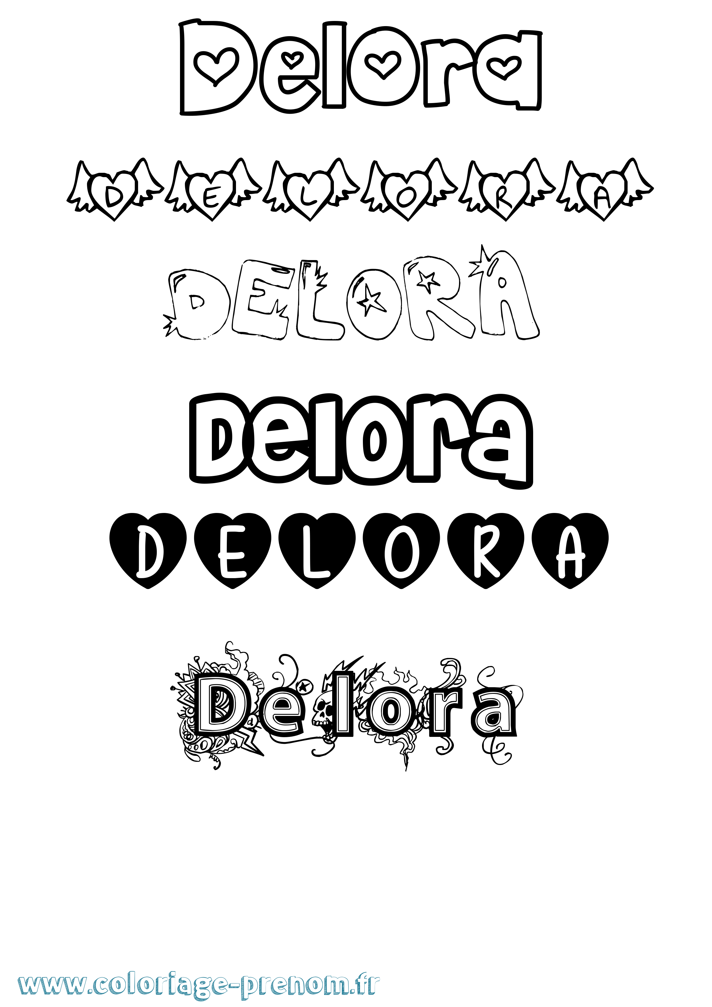 Coloriage prénom Delora Girly