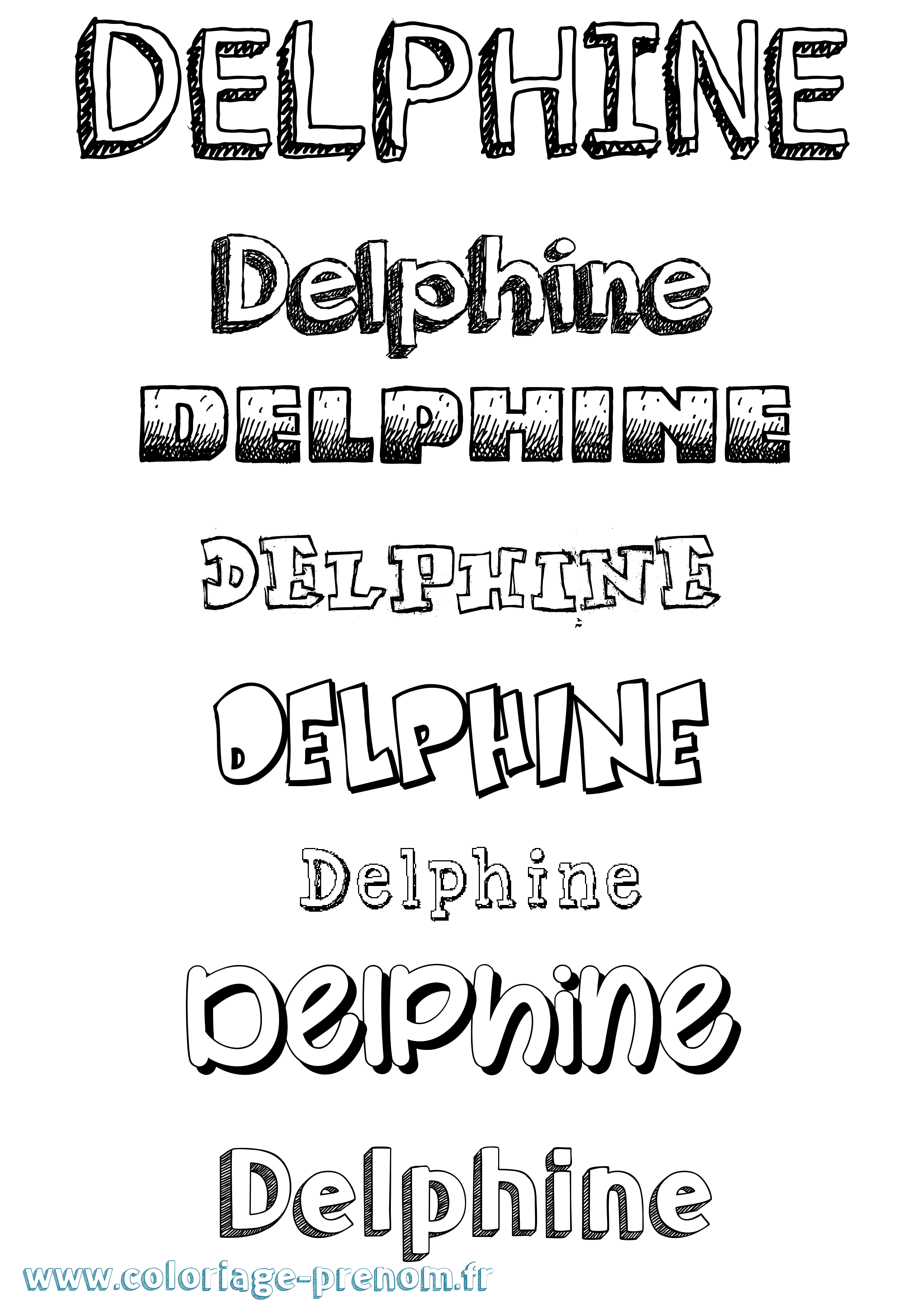 Coloriage Delphine Coloriage prénom Delphine