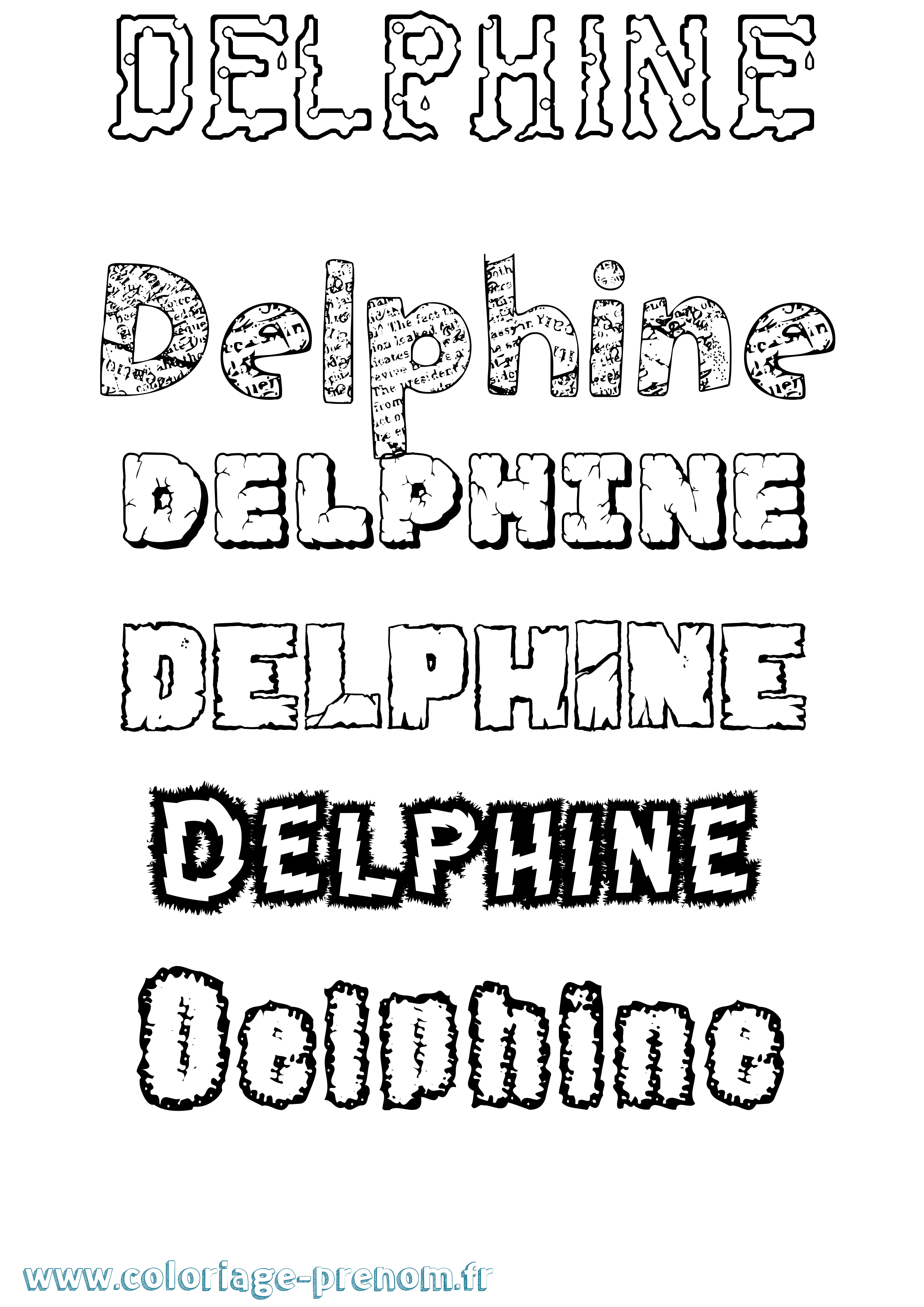 Coloriage prénom Delphine Destructuré