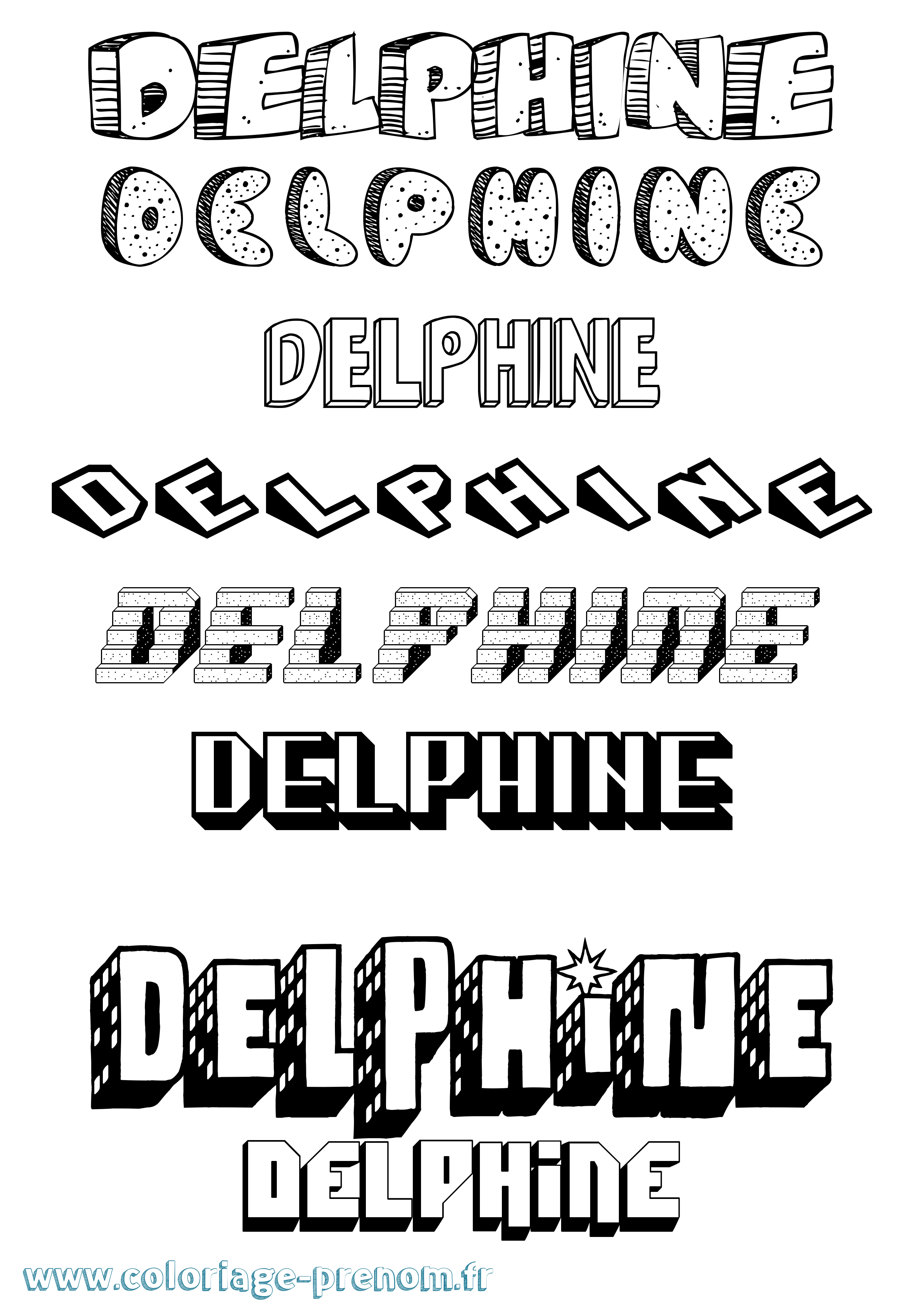 Coloriage prénom Delphine Effet 3D