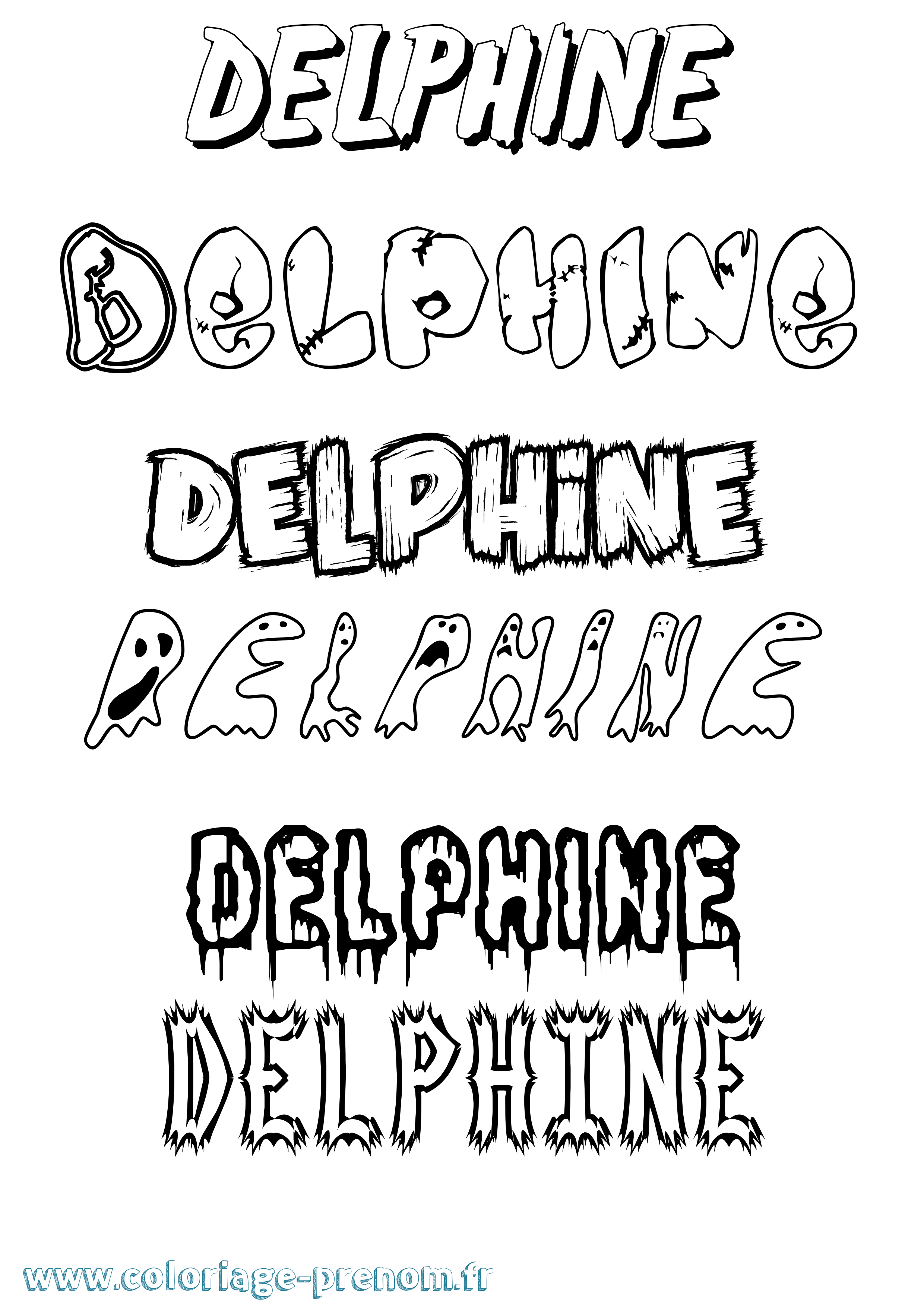 Coloriage prénom Delphine Frisson