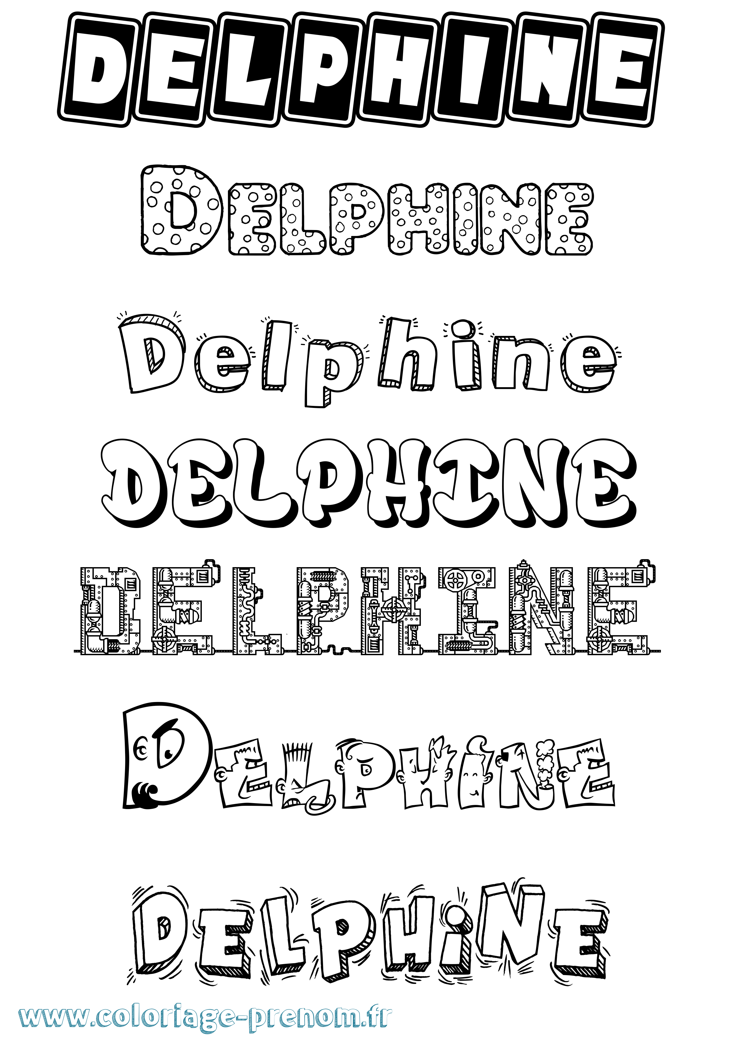 Coloriage prénom Delphine Fun