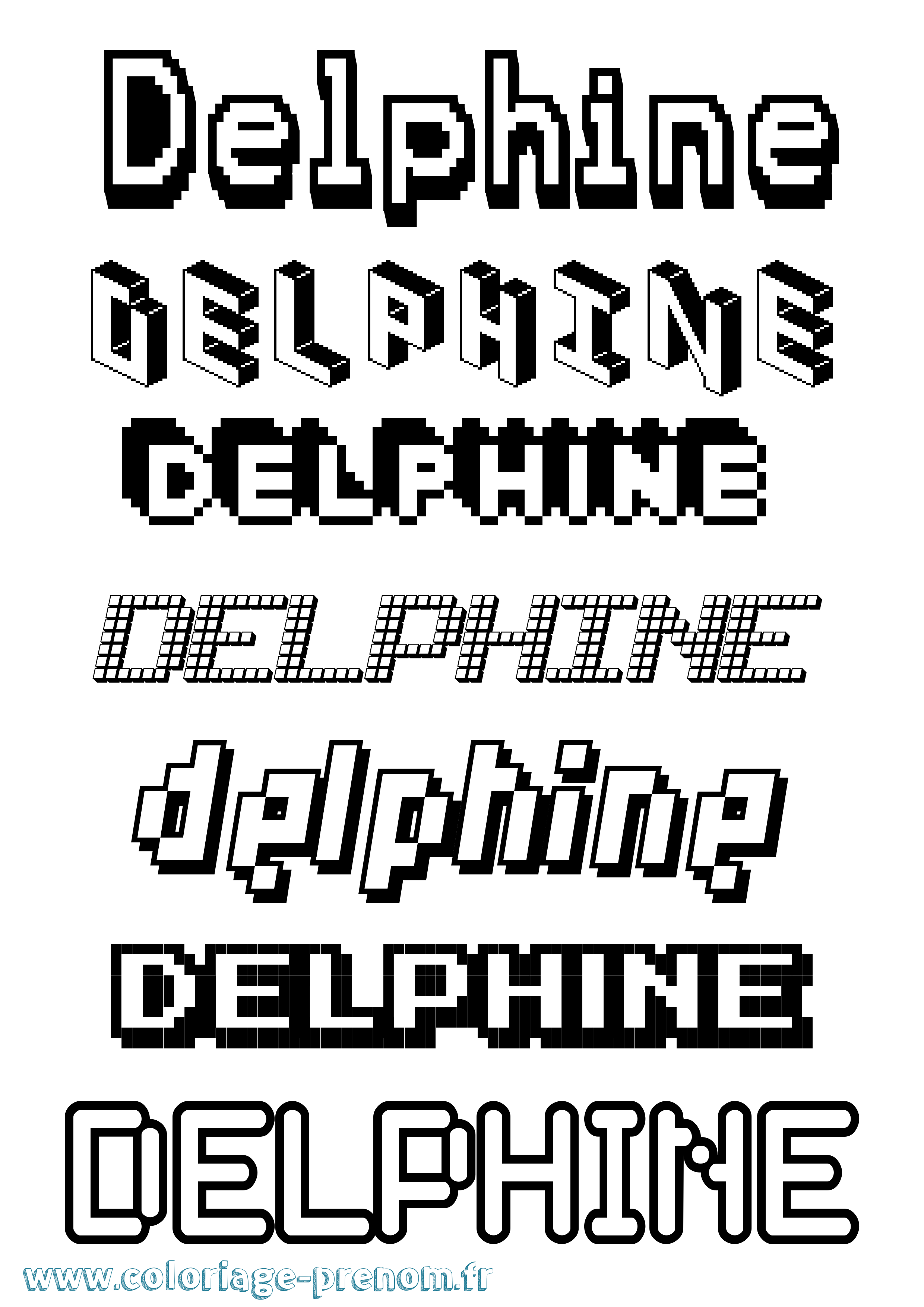 Coloriage prénom Delphine Pixel