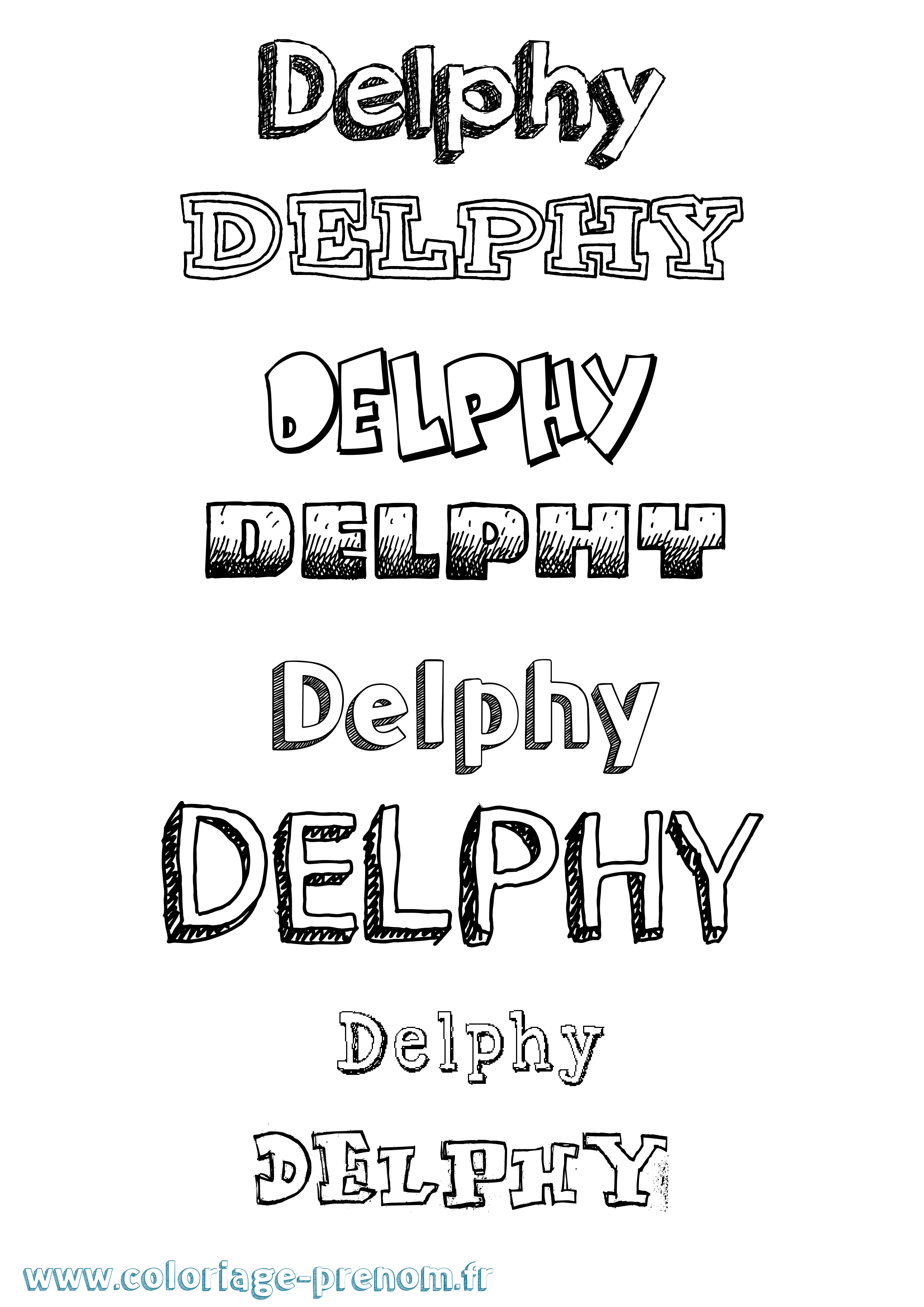 Coloriage Delphy Dessiné Coloriage prénom Delphy Dessiné