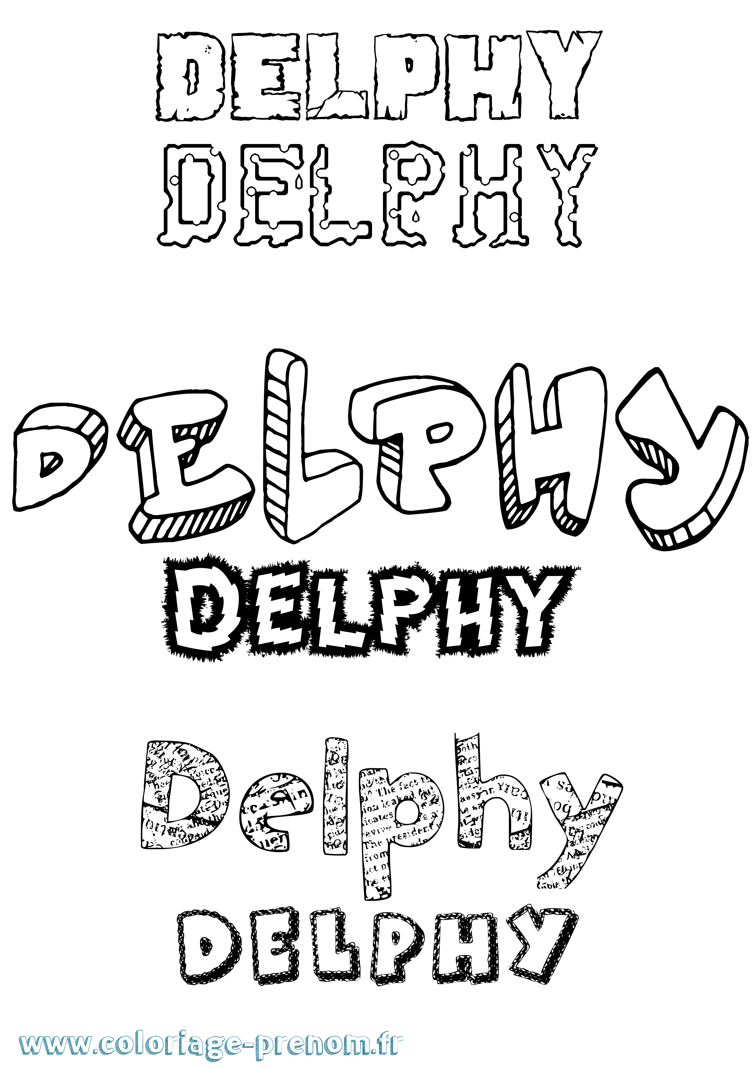 Coloriage Delphy Destructuré Coloriage prénom Delphy Destructuré