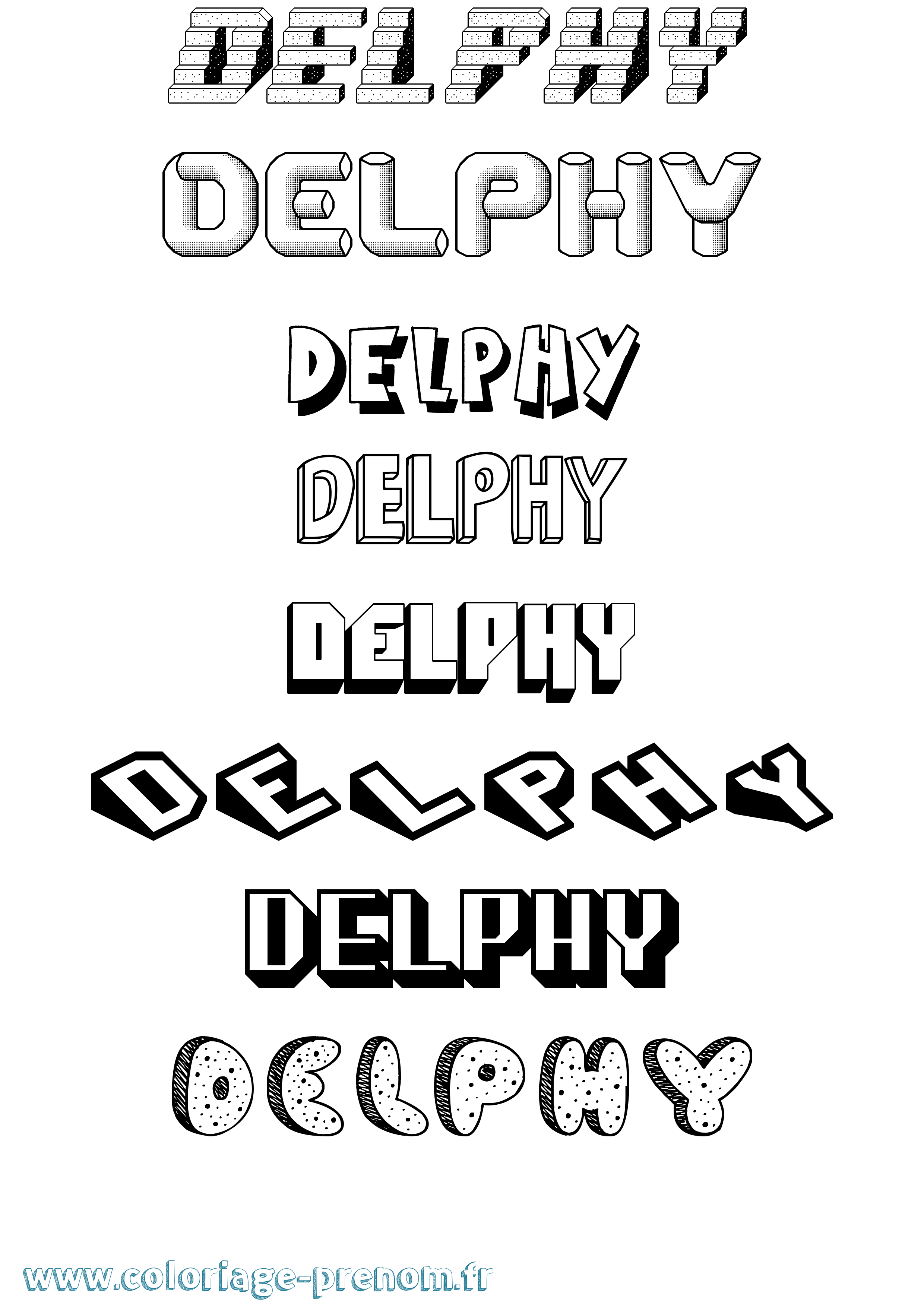 Coloriage Delphy Effet 3D Coloriage prénom Delphy Effet 3D