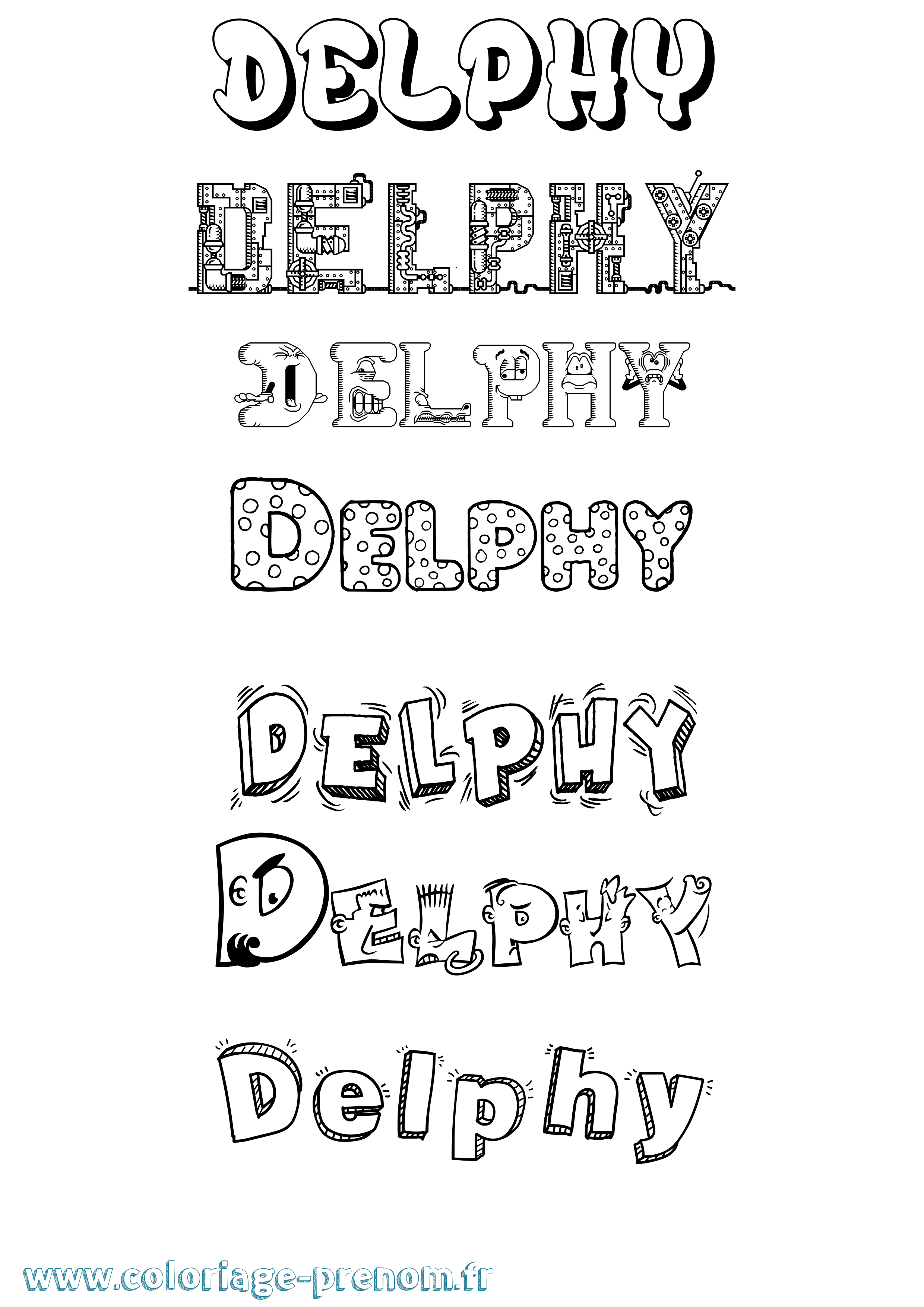 Coloriage Delphy Fun Coloriage prénom Delphy Fun