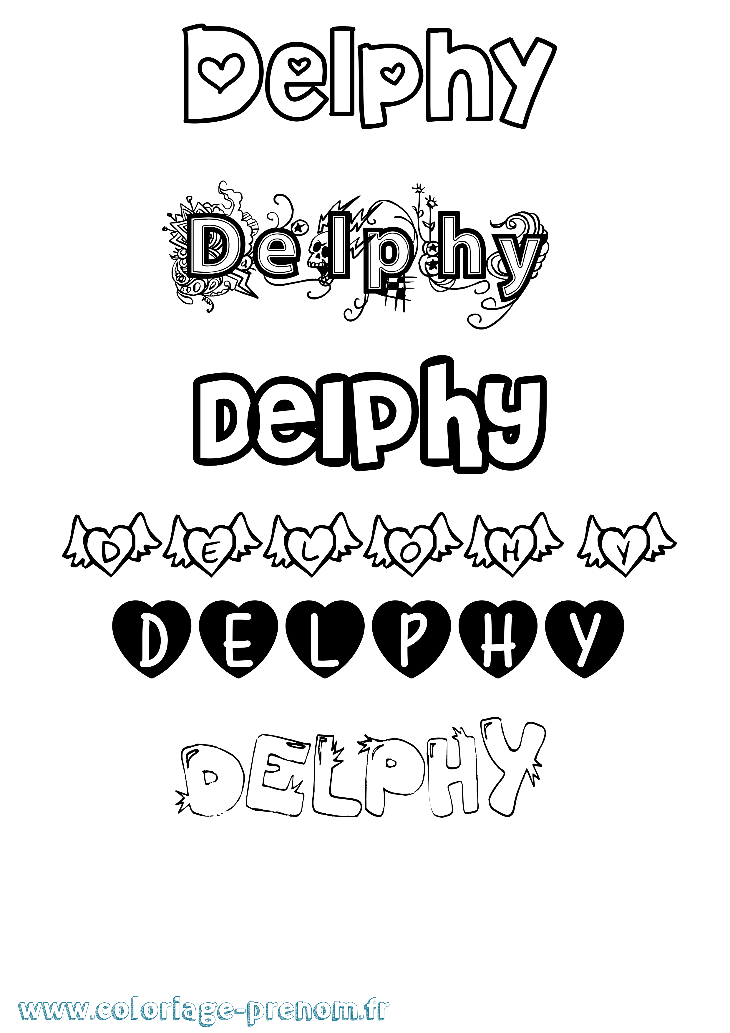 Coloriage Delphy Girly Coloriage prénom Delphy Girly
