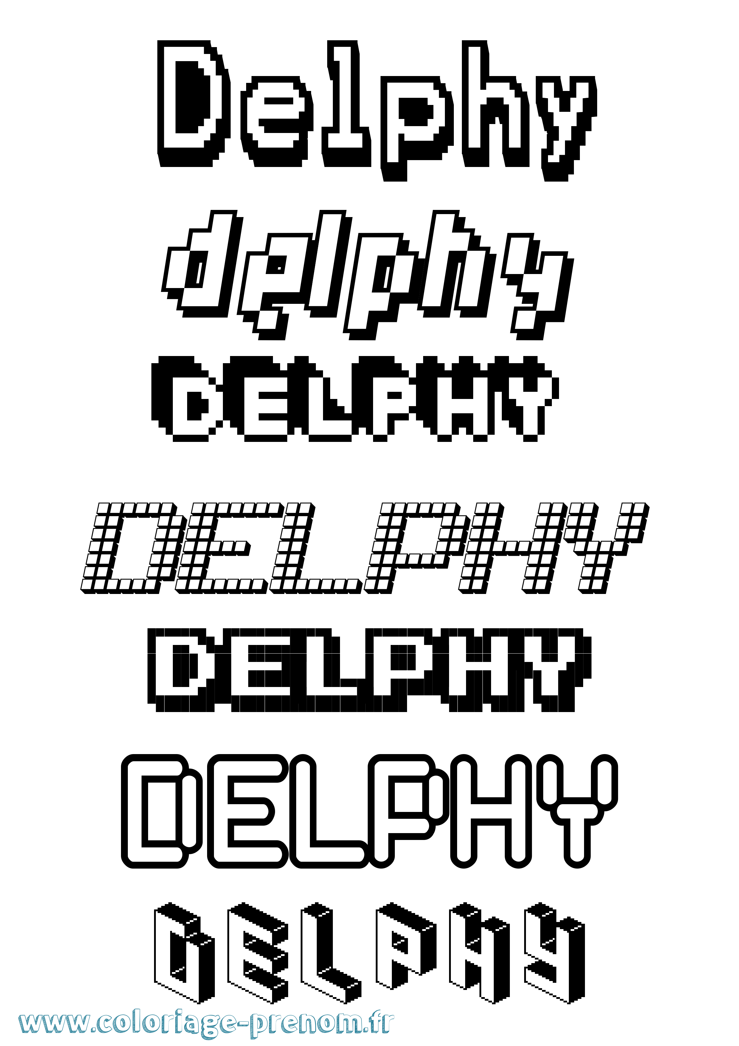 Coloriage Delphy Pixel Coloriage prénom Delphy Pixel