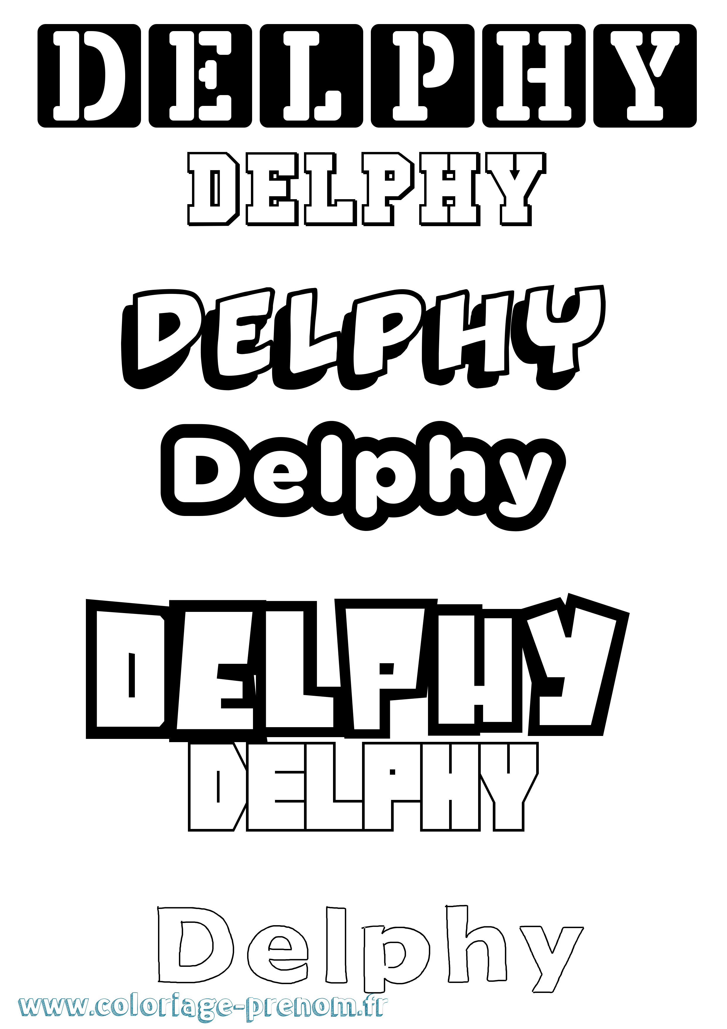 Coloriage Delphy Simple Coloriage prénom Delphy Simple