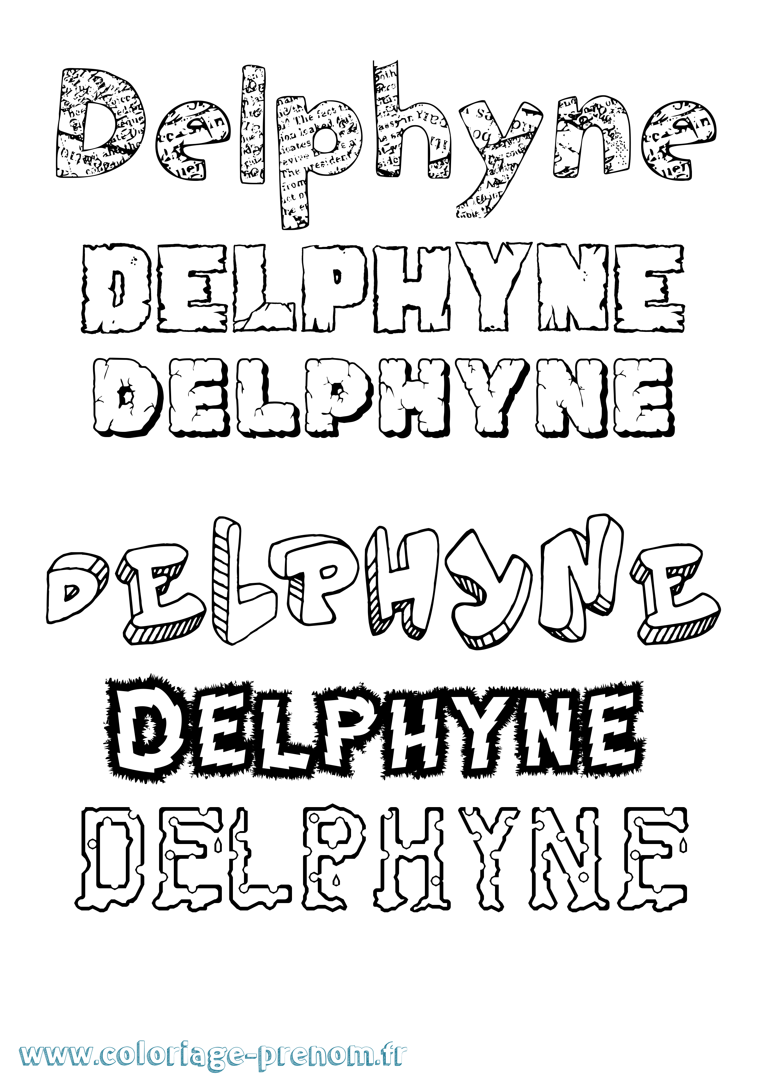 Coloriage prénom Delphyne Destructuré